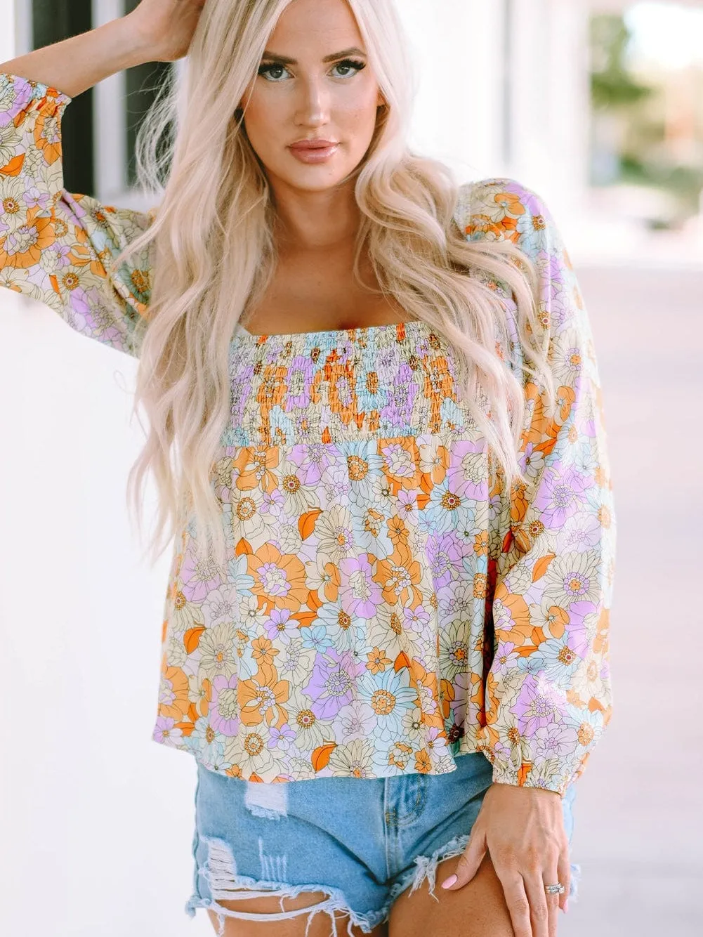 70s Inspired Floral Print Shirt