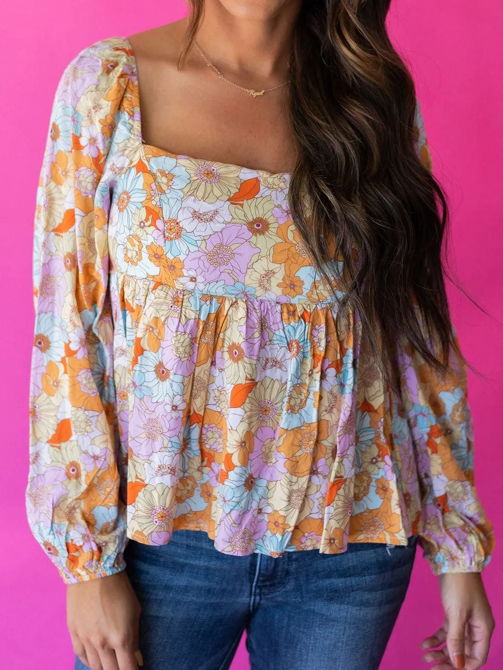 70s Inspired Floral Print Shirt