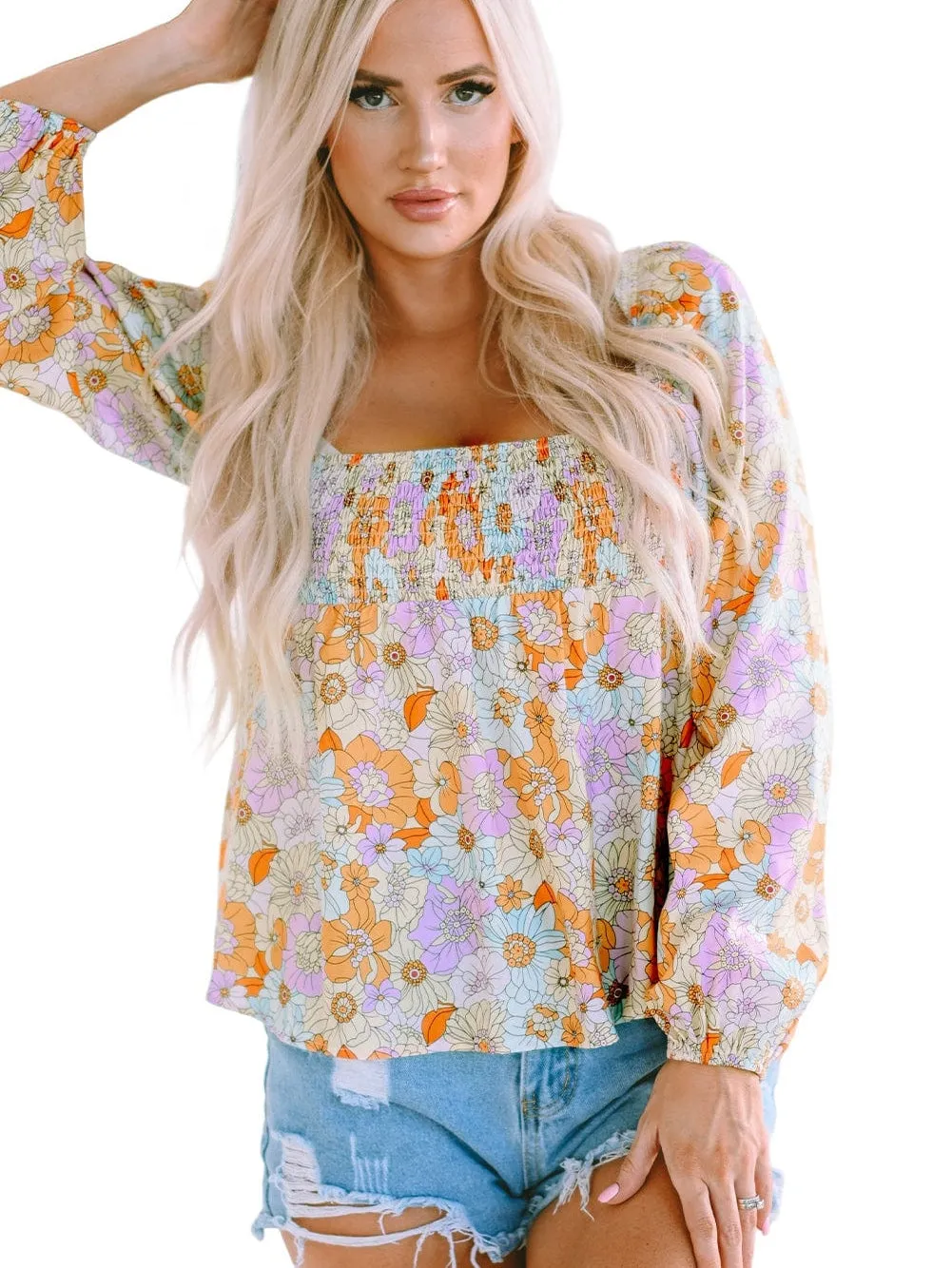 70s Inspired Floral Print Shirt