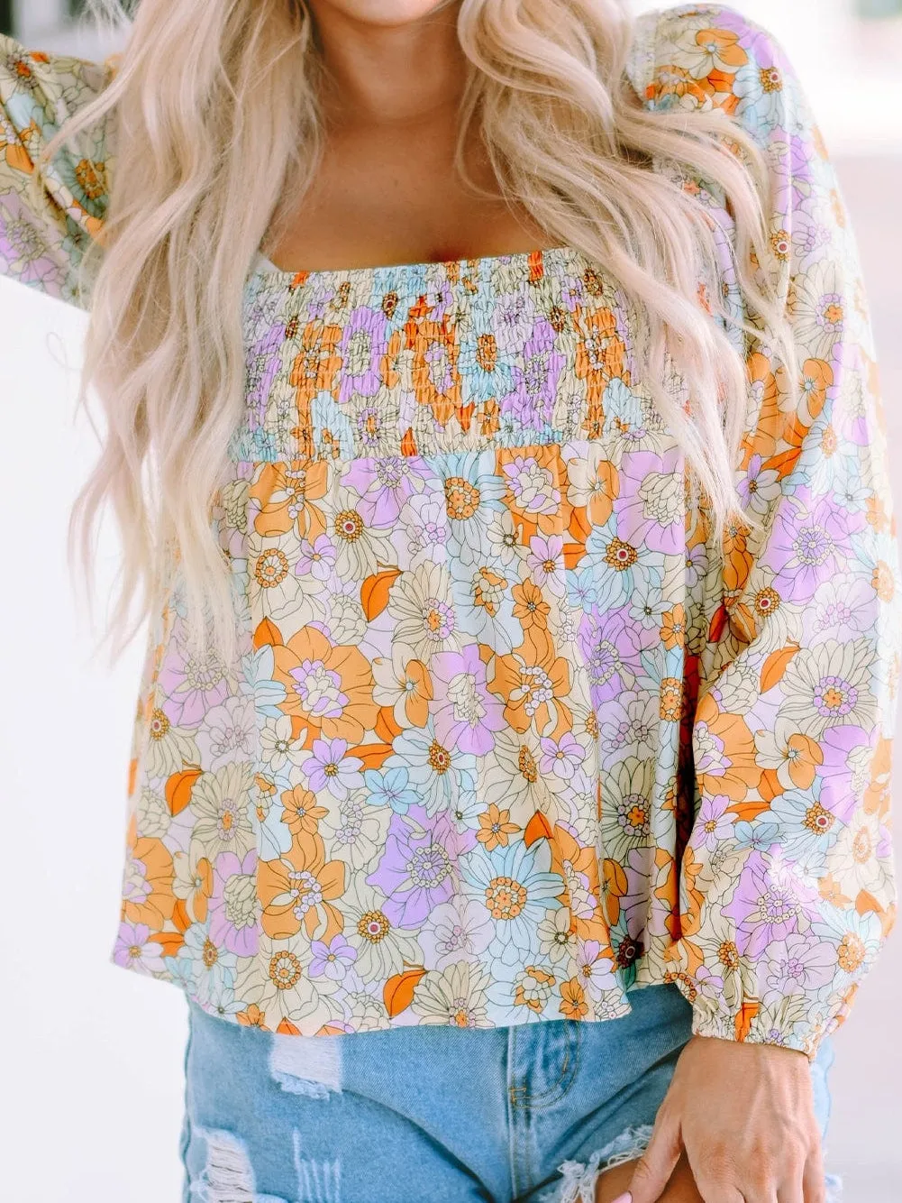 70s Inspired Floral Print Shirt