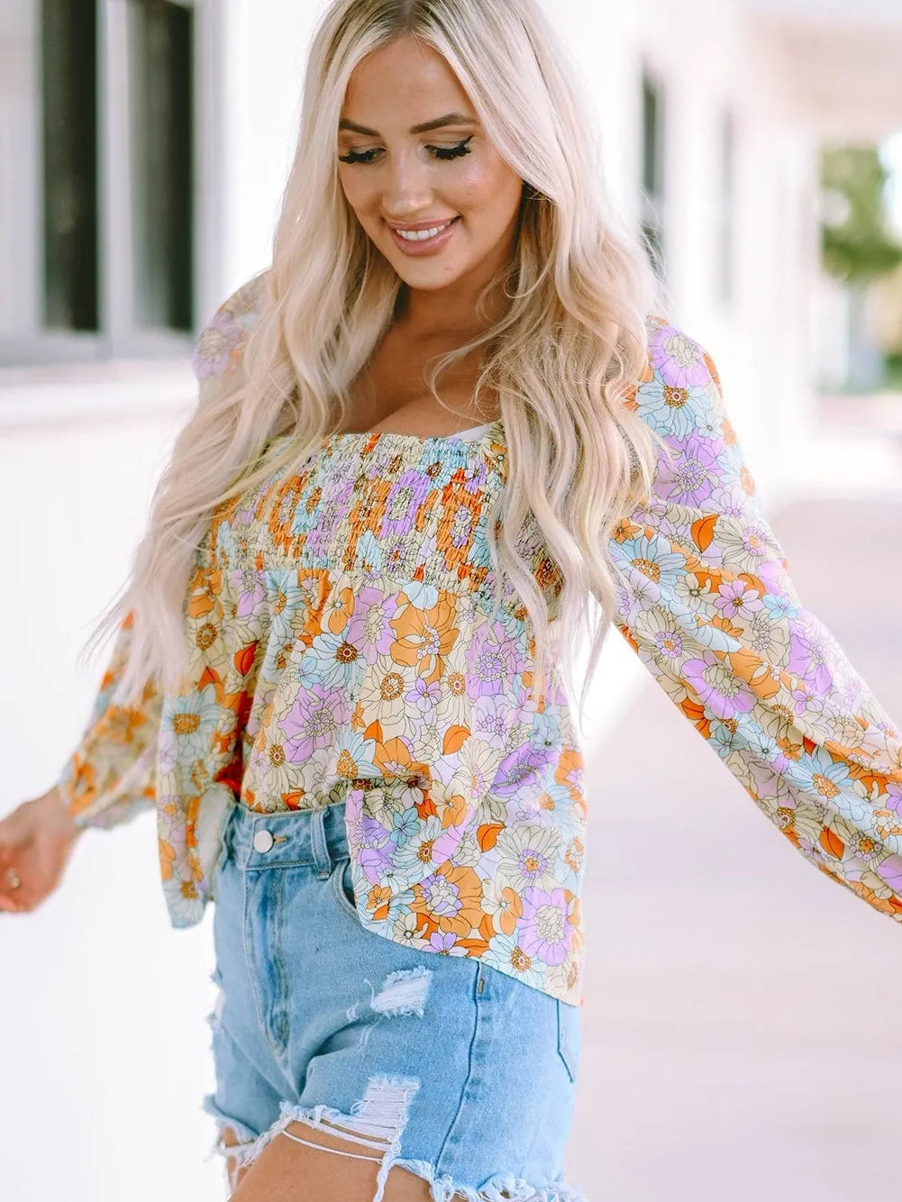 70s Inspired Floral Print Shirt