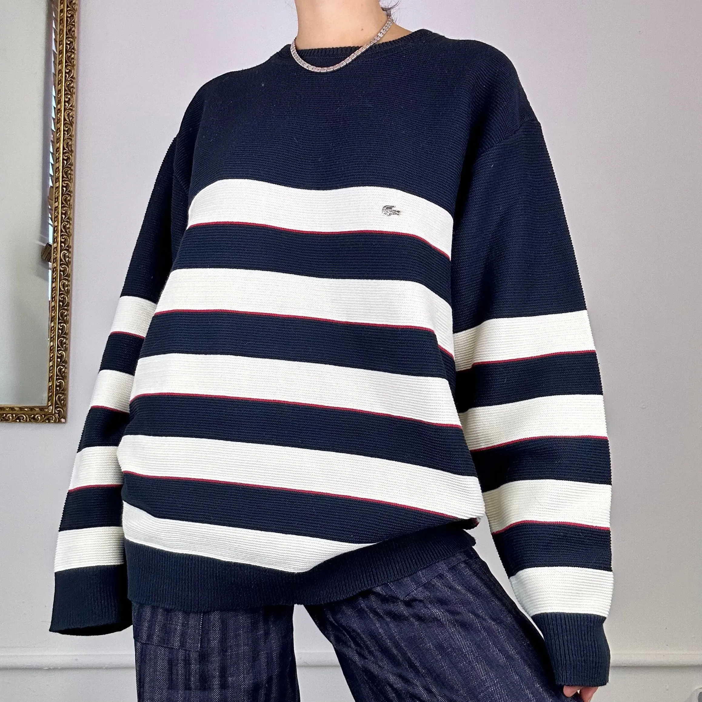 90's striped lacoste knitted jumper