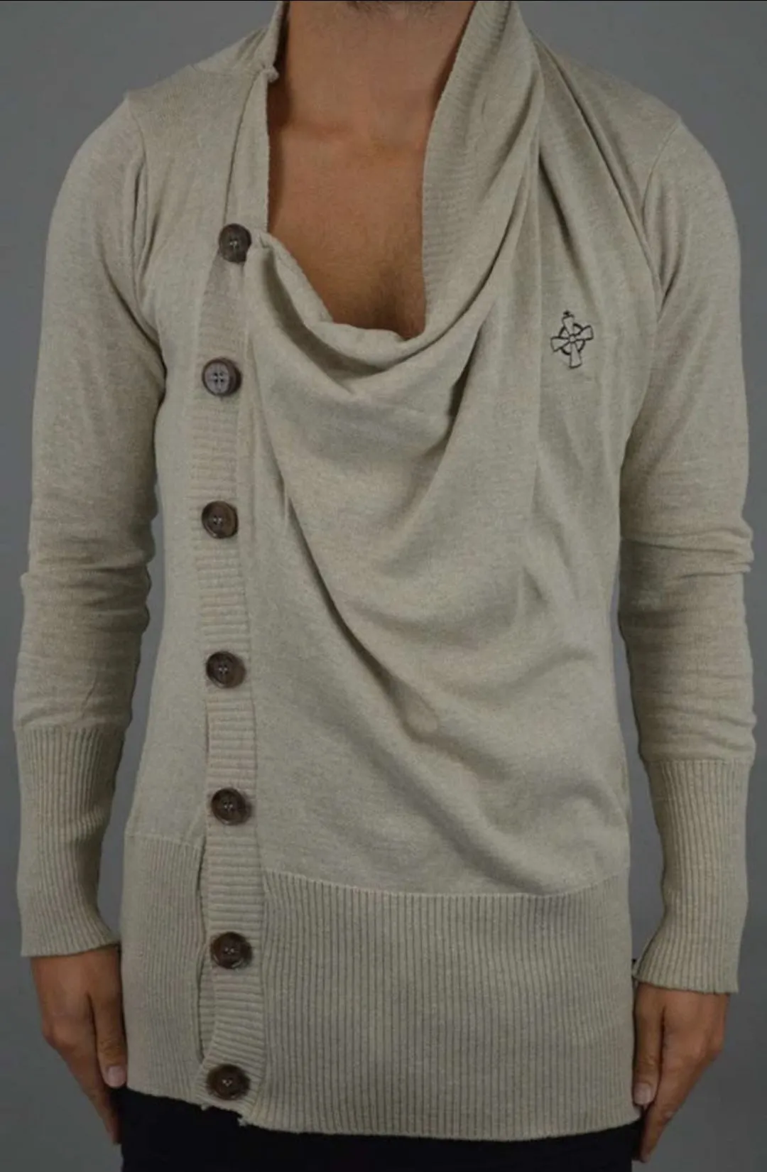 AC Side Button Cardigan - Stone