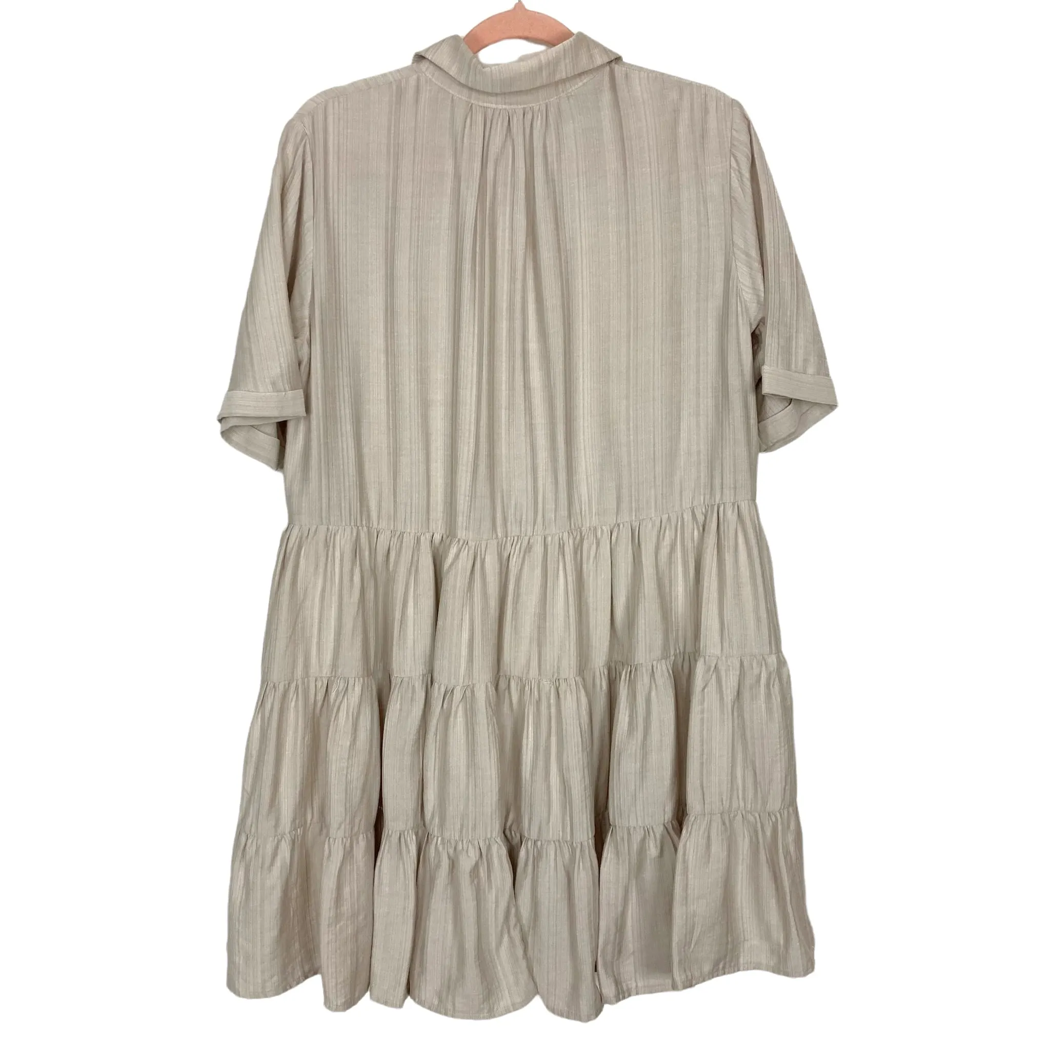 Aeom Tan Button Up Collared Babydoll Dress- Size S