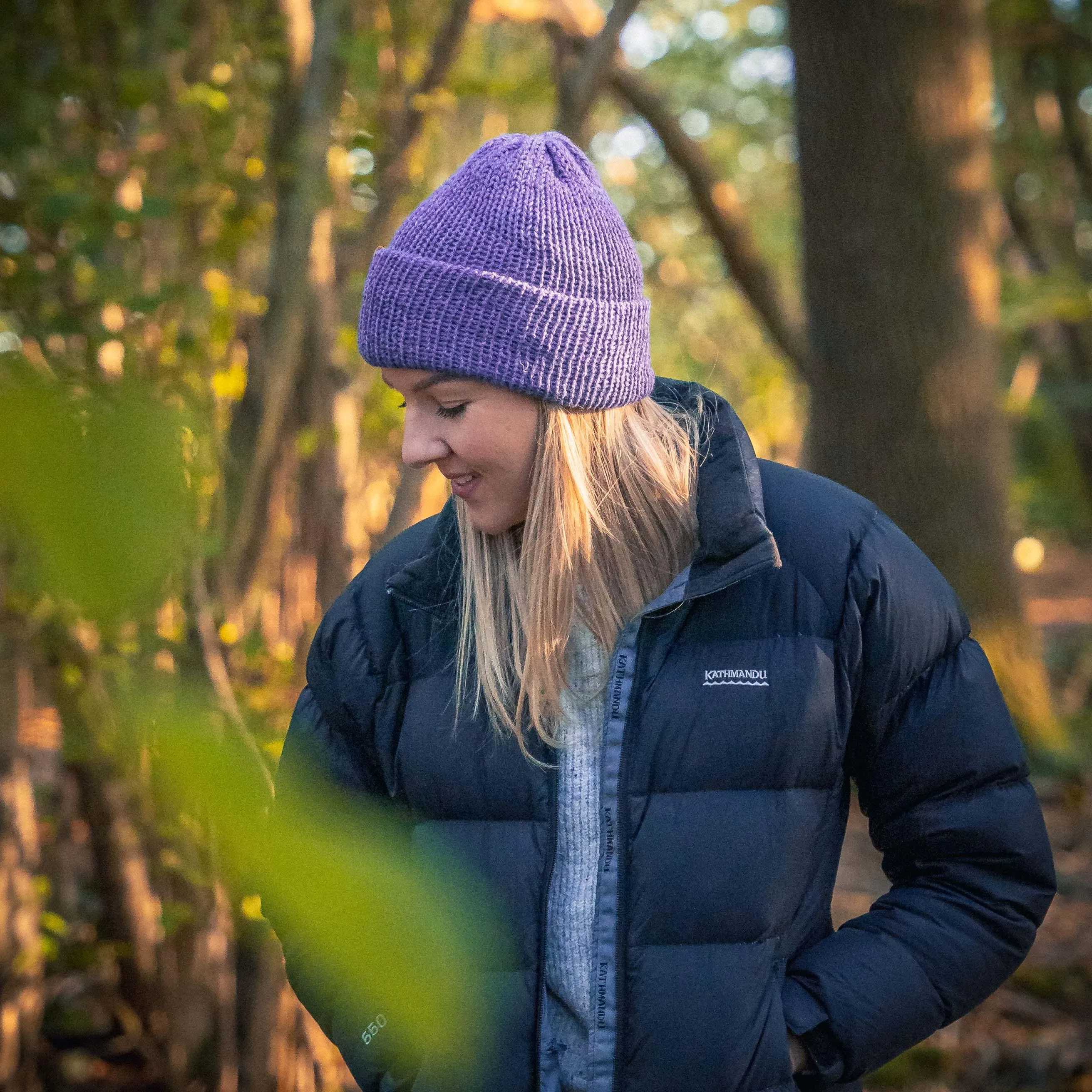 Alpaca Wool Beanie Hat - Mauve Mix