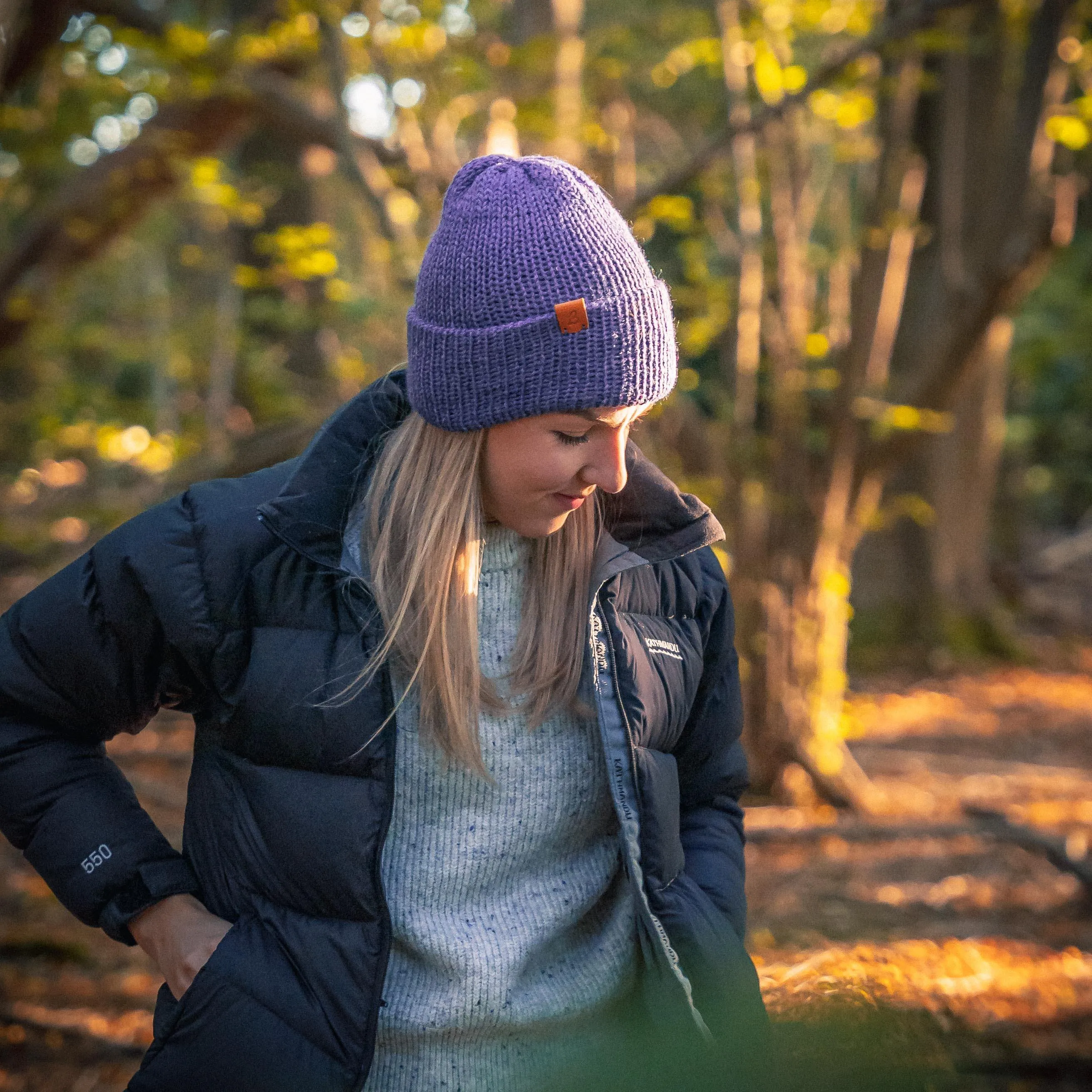 Alpaca Wool Beanie Hat - Mauve Mix