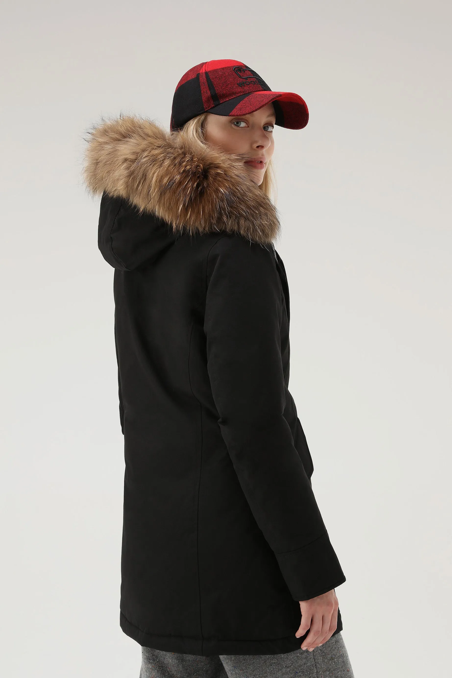 Arctic Parka in Ramar Cloth with Detachable Fur Trim Black