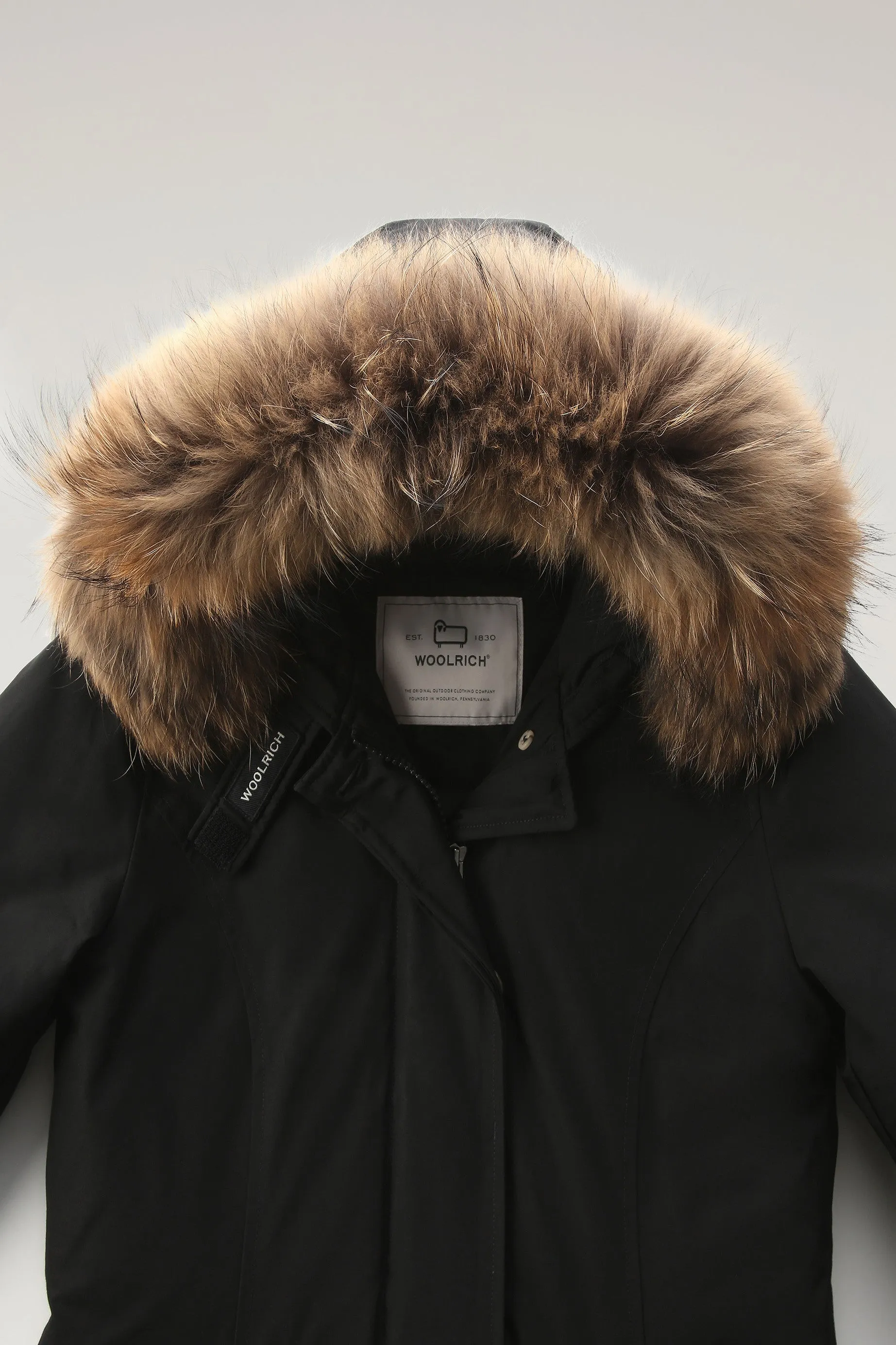 Arctic Parka in Ramar Cloth with Detachable Fur Trim Black