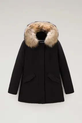 Arctic Parka in Ramar Cloth with Detachable Fur Trim Black