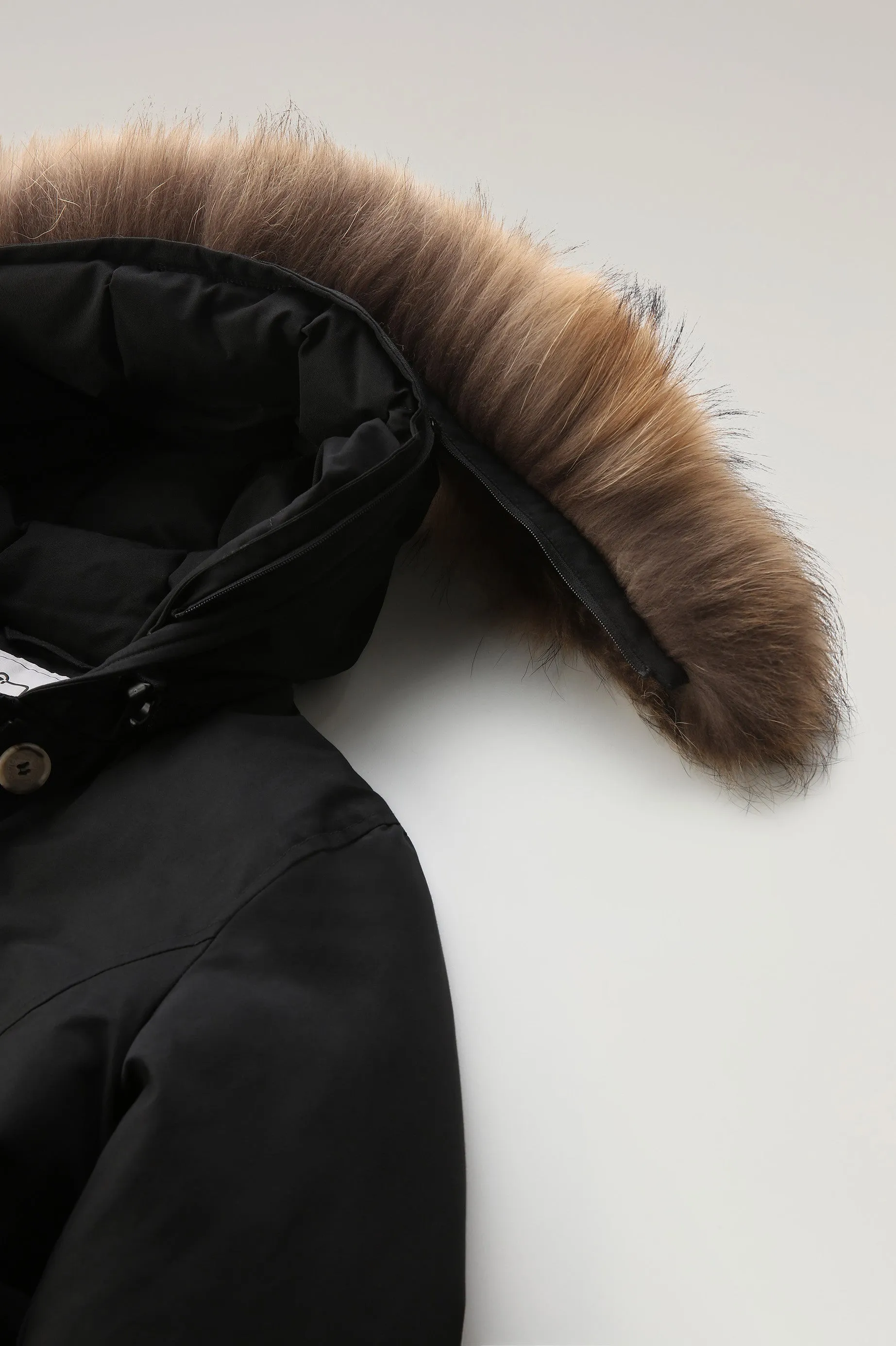 Arctic Parka in Ramar Cloth with Detachable Fur Trim Black