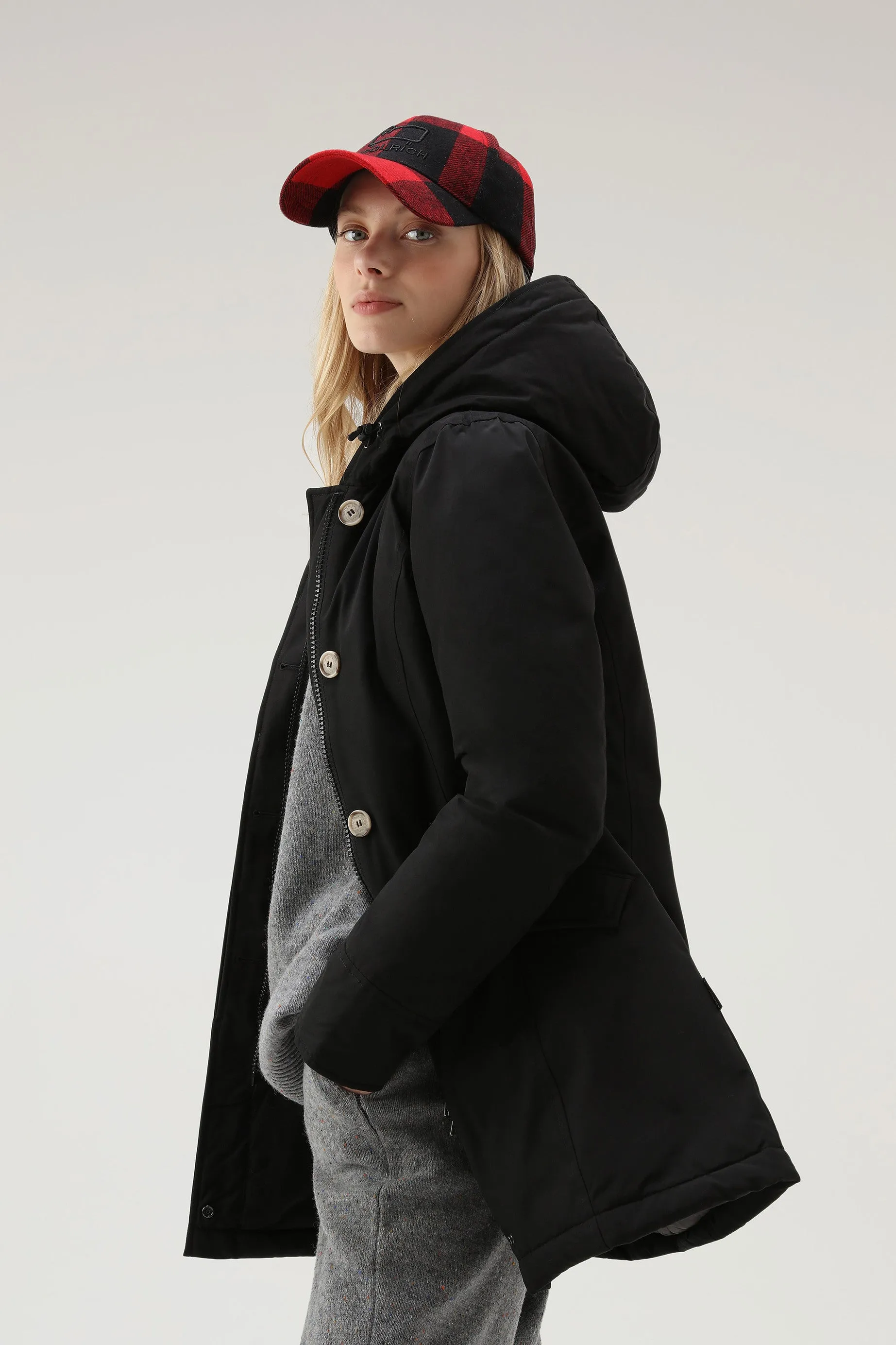 Arctic Parka in Ramar Cloth with Detachable Fur Trim Black