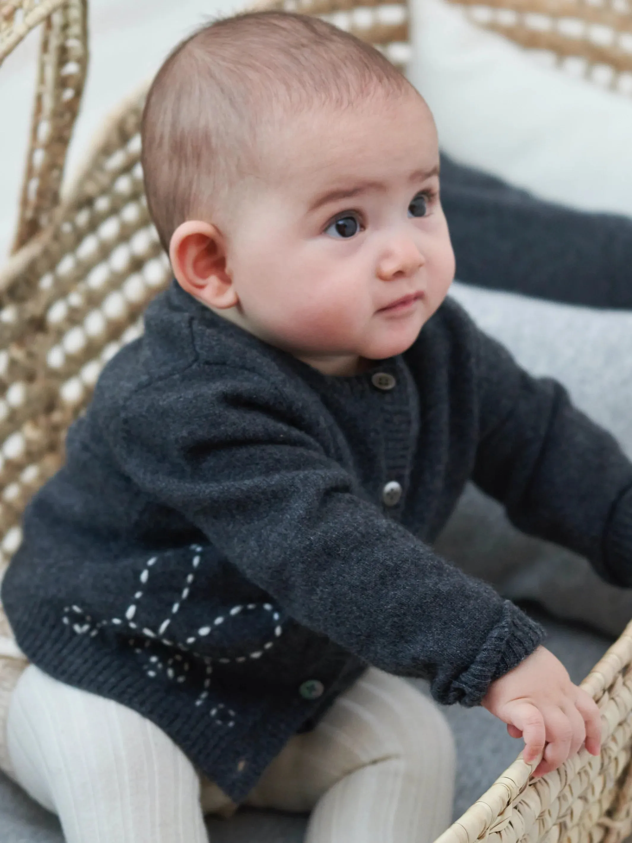 Baby's Embroidered Cashmere Cardigan Rabbit