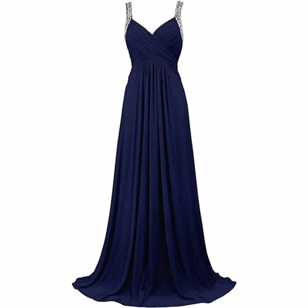 Beaded Prom Dress Long Chiffon Bridesmaid Dresses