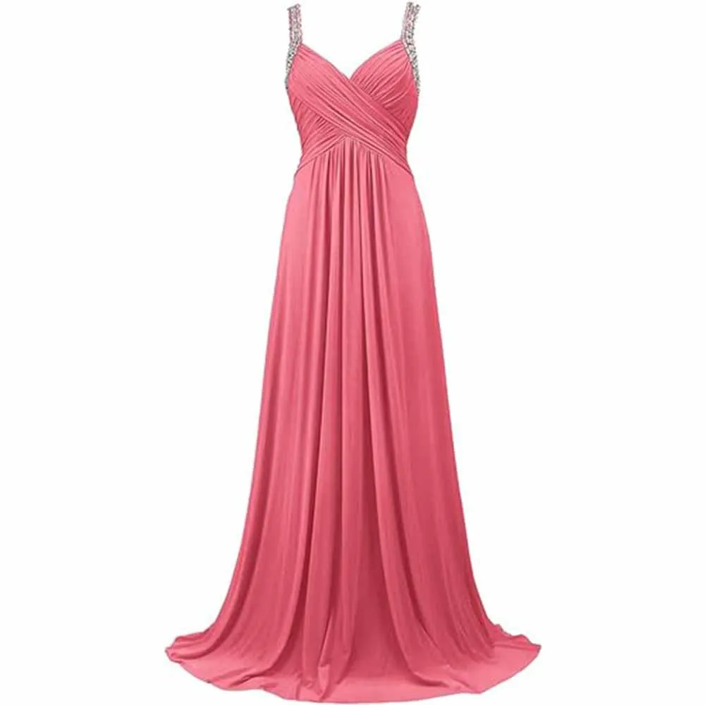 Beaded Prom Dress Long Chiffon Bridesmaid Dresses