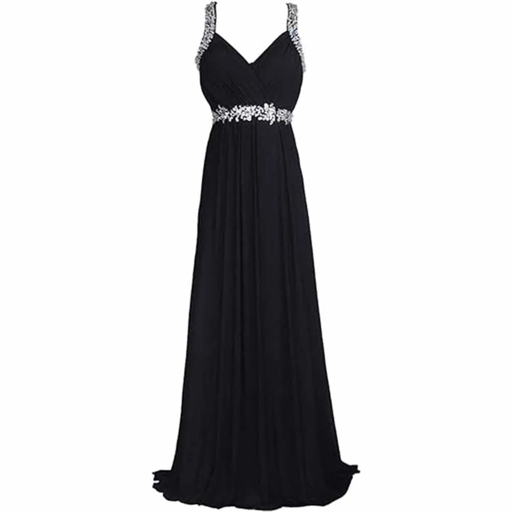 Beaded Prom Dress Long Chiffon Bridesmaid Dresses