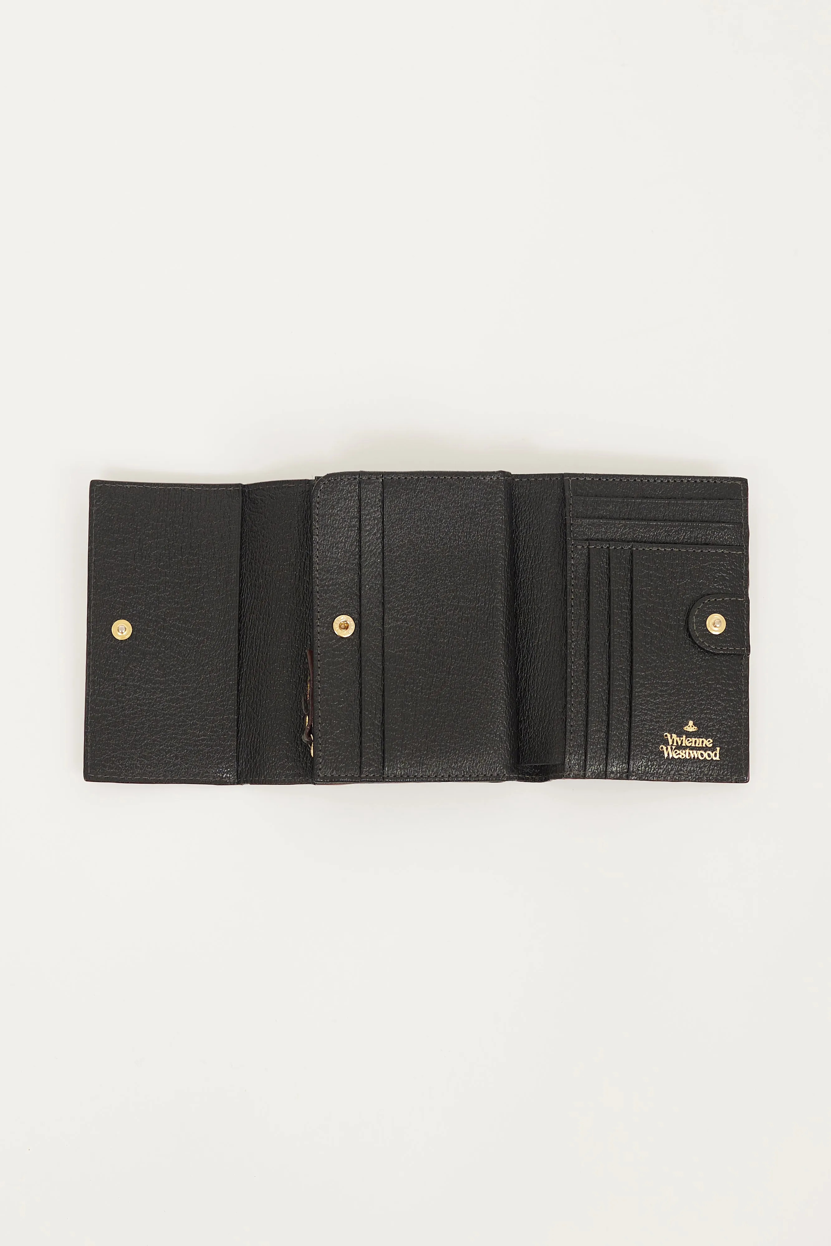 Black & Gold Leather Trifold Wallet