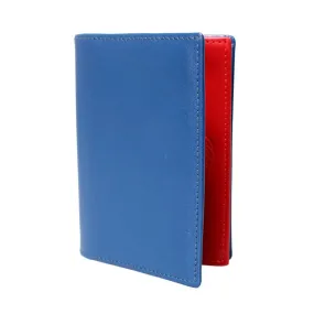 Blue Leather Bi-Fold Business Card Holder