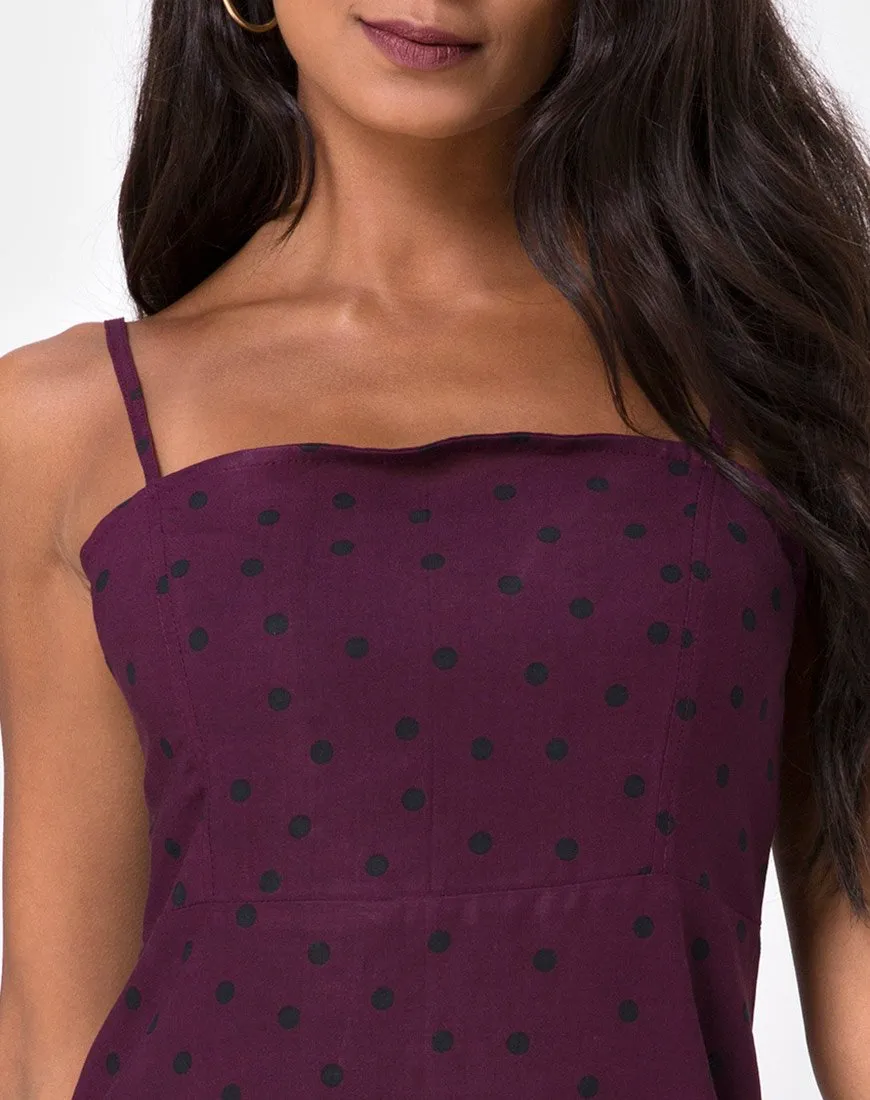 Boyasly Slip Dress in Skater Polka Wine