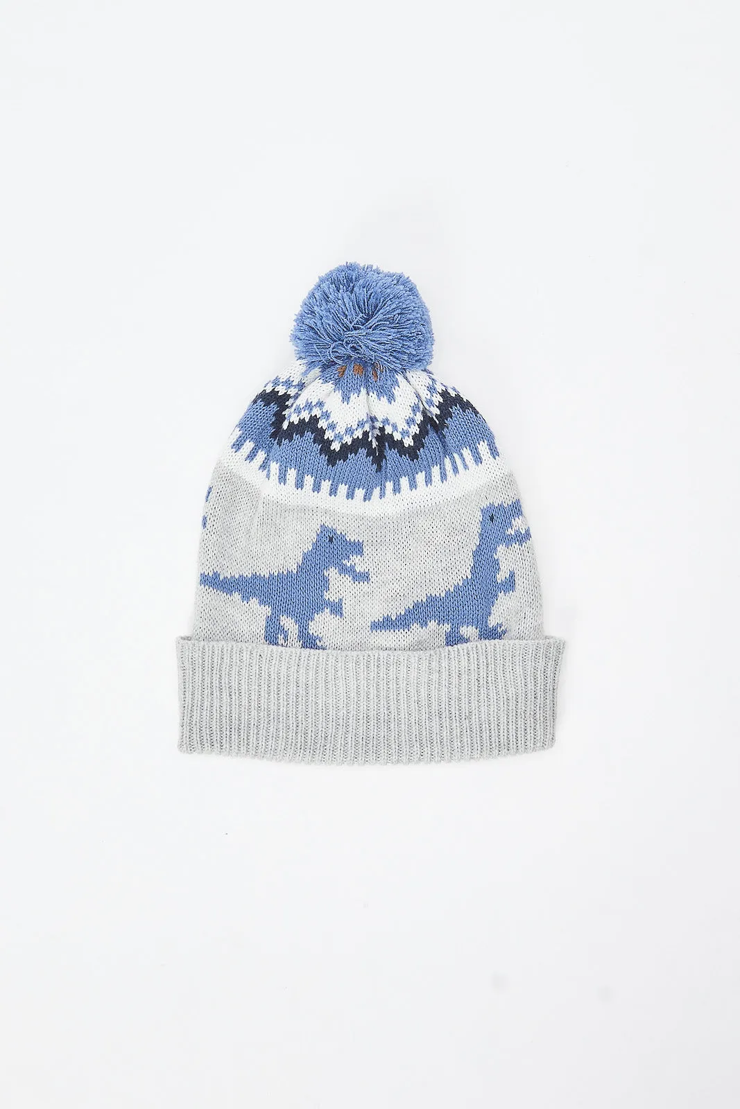 Boys Grey Fair Isle Jumper With Hat Set (2 Piece)