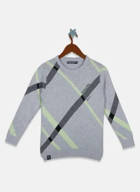 Boys Grey Stripe Pullover