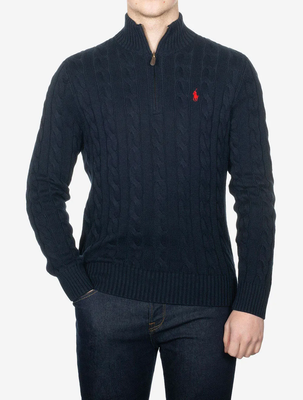 Cable Half Zip Pullover Cruise Navy