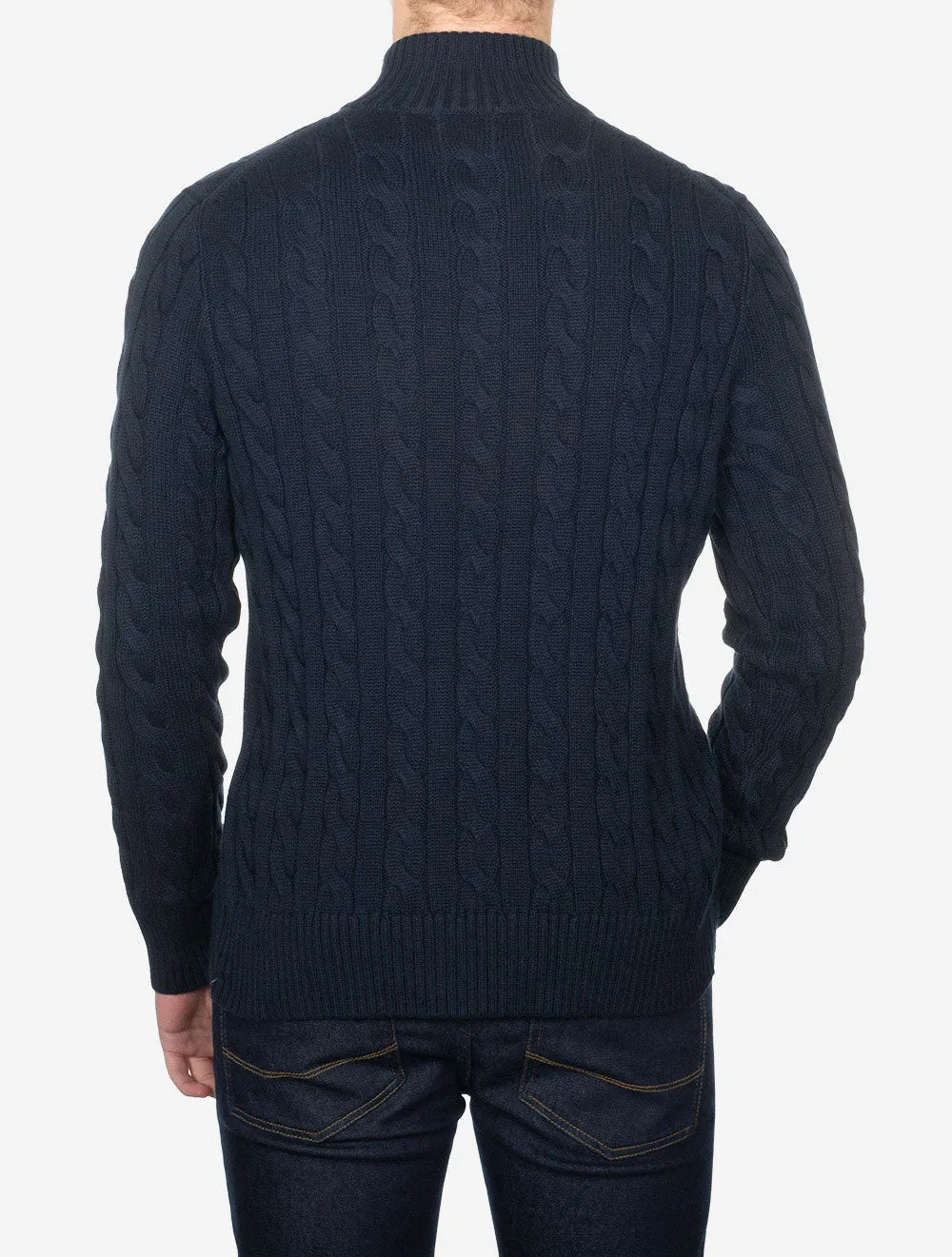 Cable Half Zip Pullover Cruise Navy