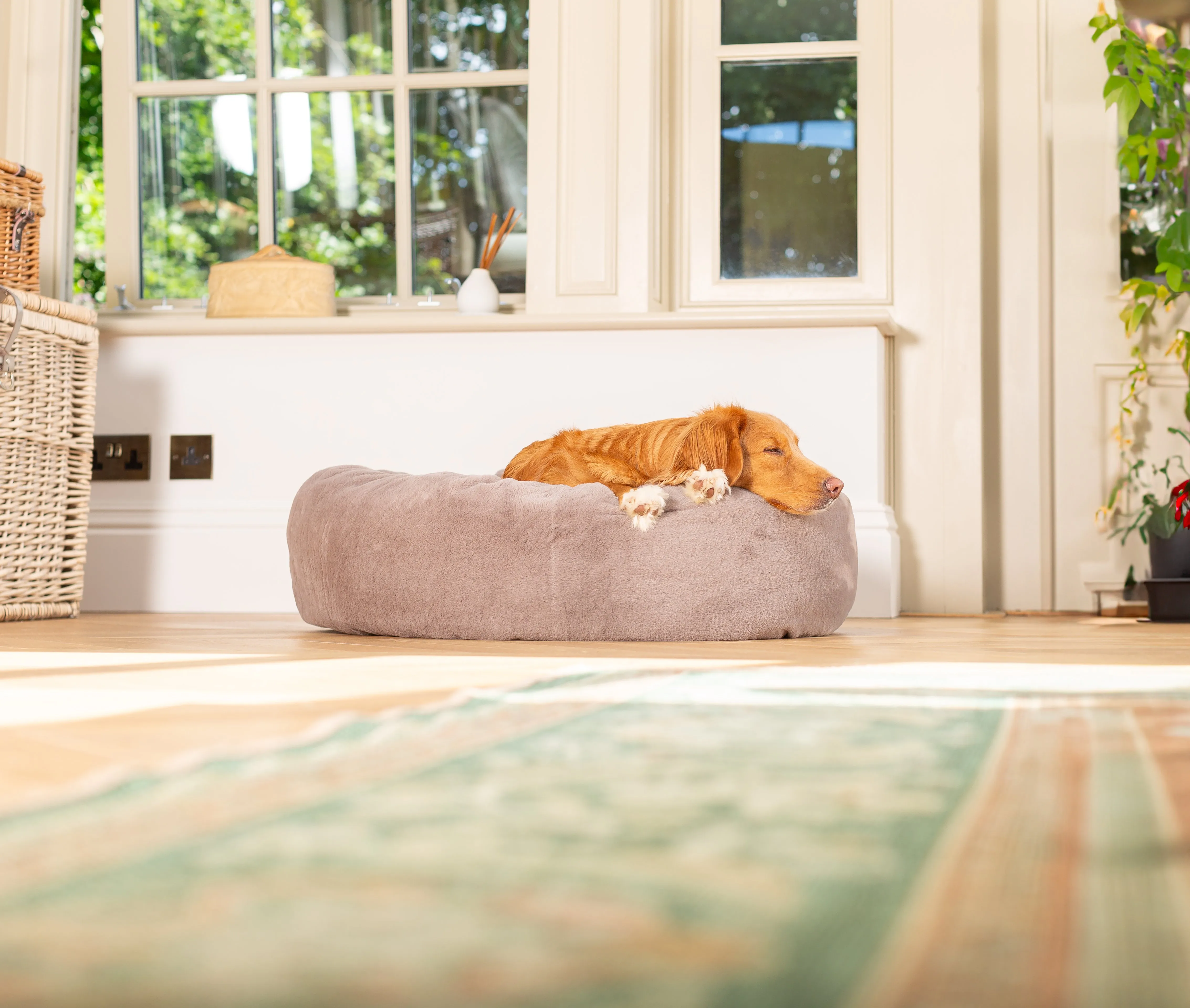 Calming Anti-Anxiety Donut Bed With Removable Covers in Fawn Faux Fur by Lords & Labradors