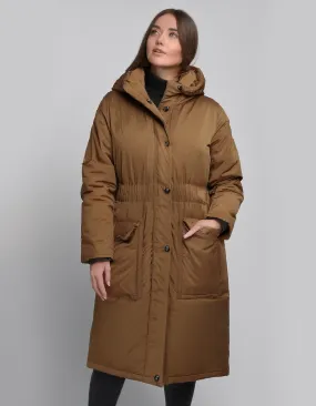 Camel Long Hooded Parka Jacket for Cold Weather