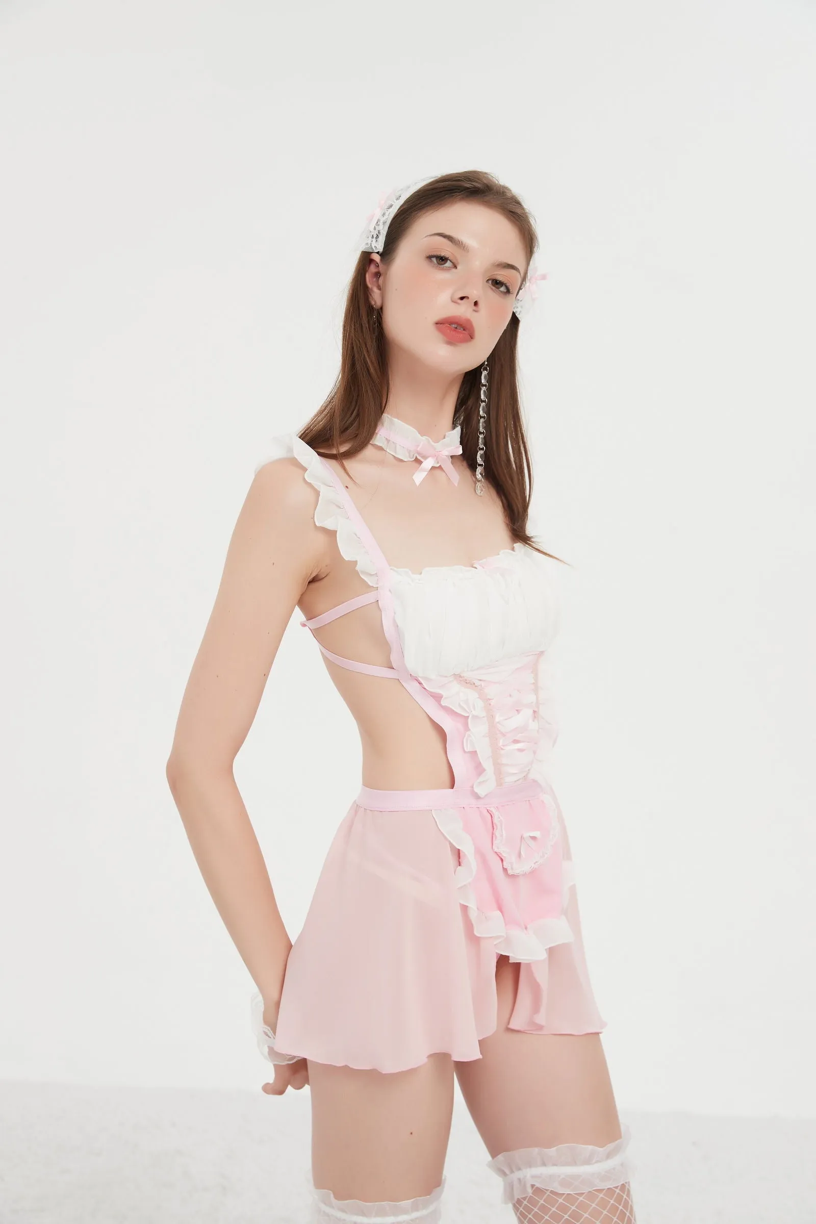 Candy Blush Ruffle Corset Set