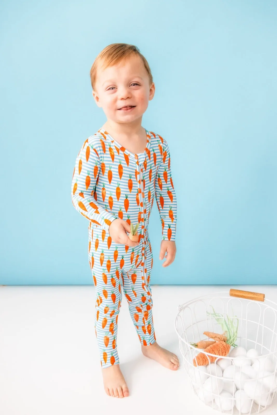 Carrot Stripes Zip Convertible Footie with Bunny Tail