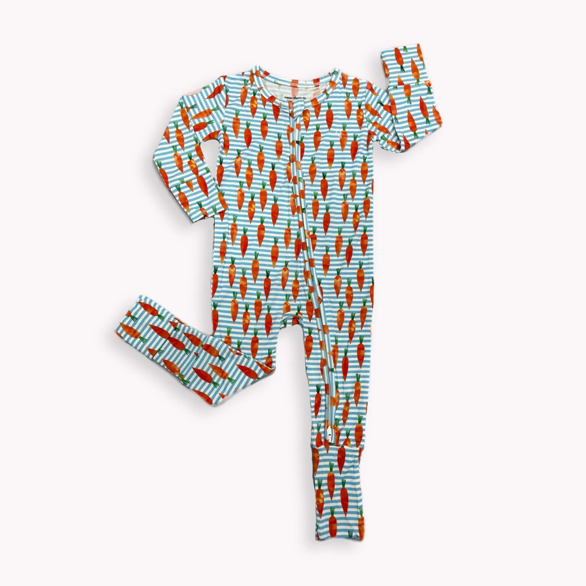 Carrot Stripes Zip Convertible Footie with Bunny Tail