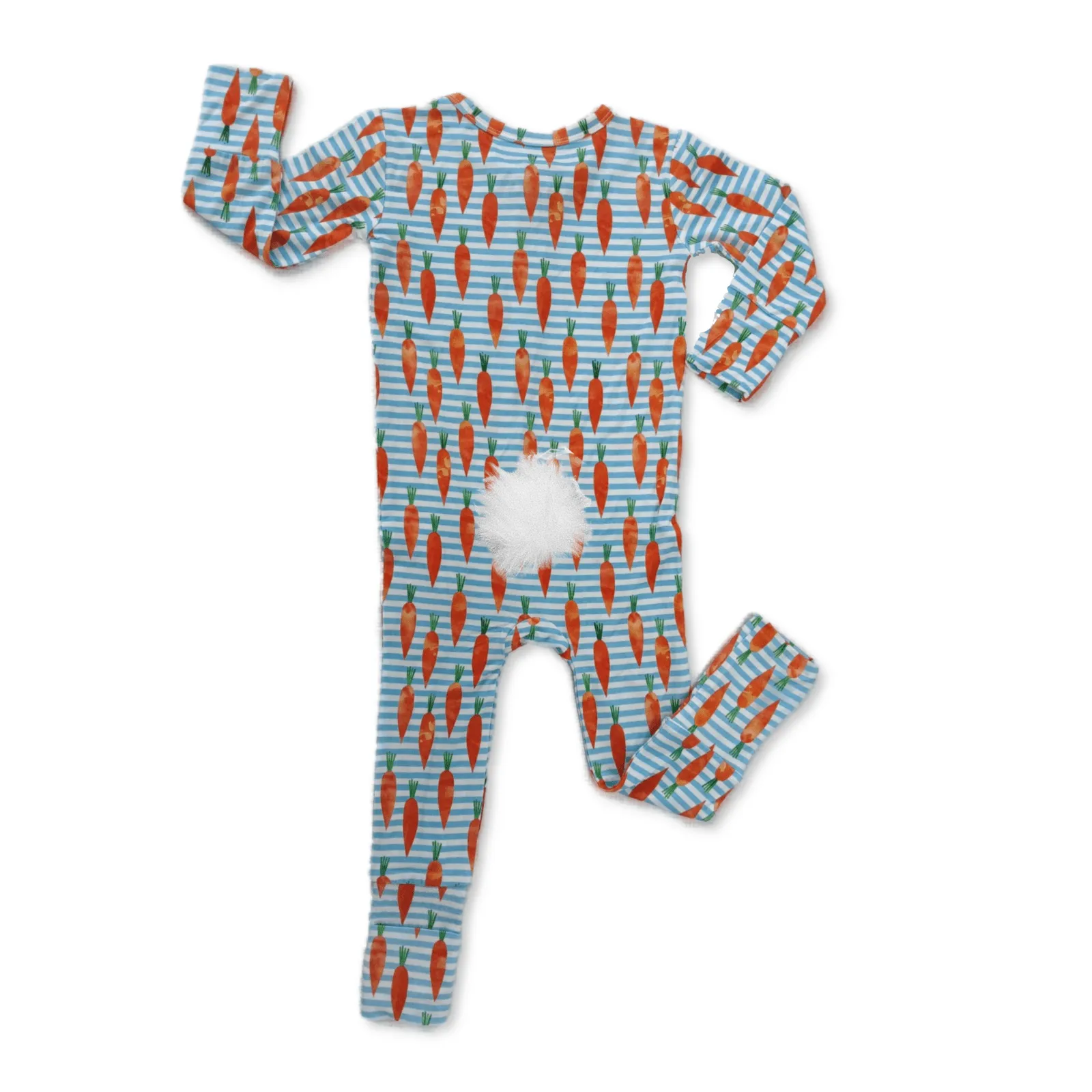 Carrot Stripes Zip Convertible Footie with Bunny Tail