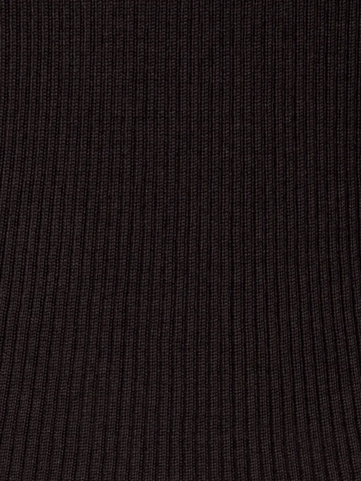 Cashmere Silk Fine Rib Mock Neck