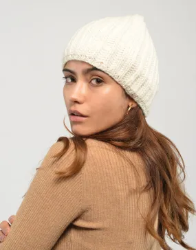 Cashmere Winter Warmer Beanie in Ivory