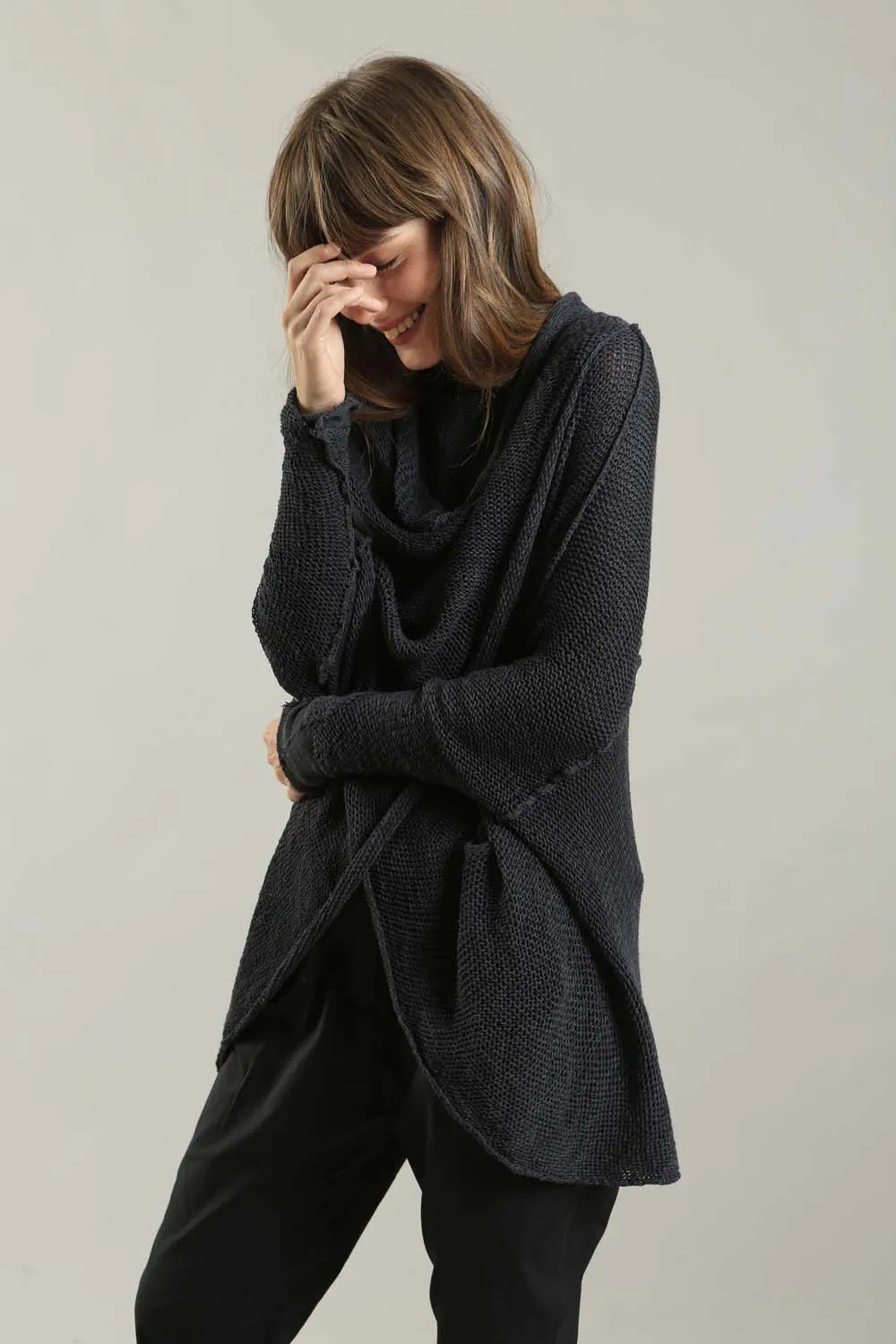 Charcoal Cozy Oversized Sweater with Pockets