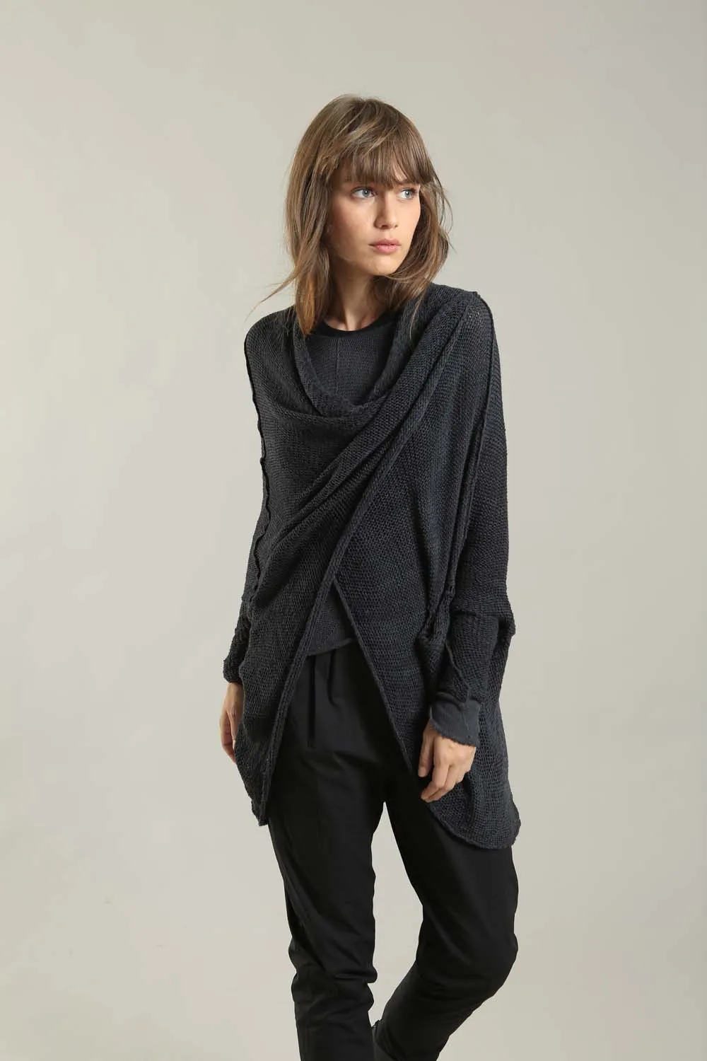 Charcoal Cozy Oversized Sweater with Pockets