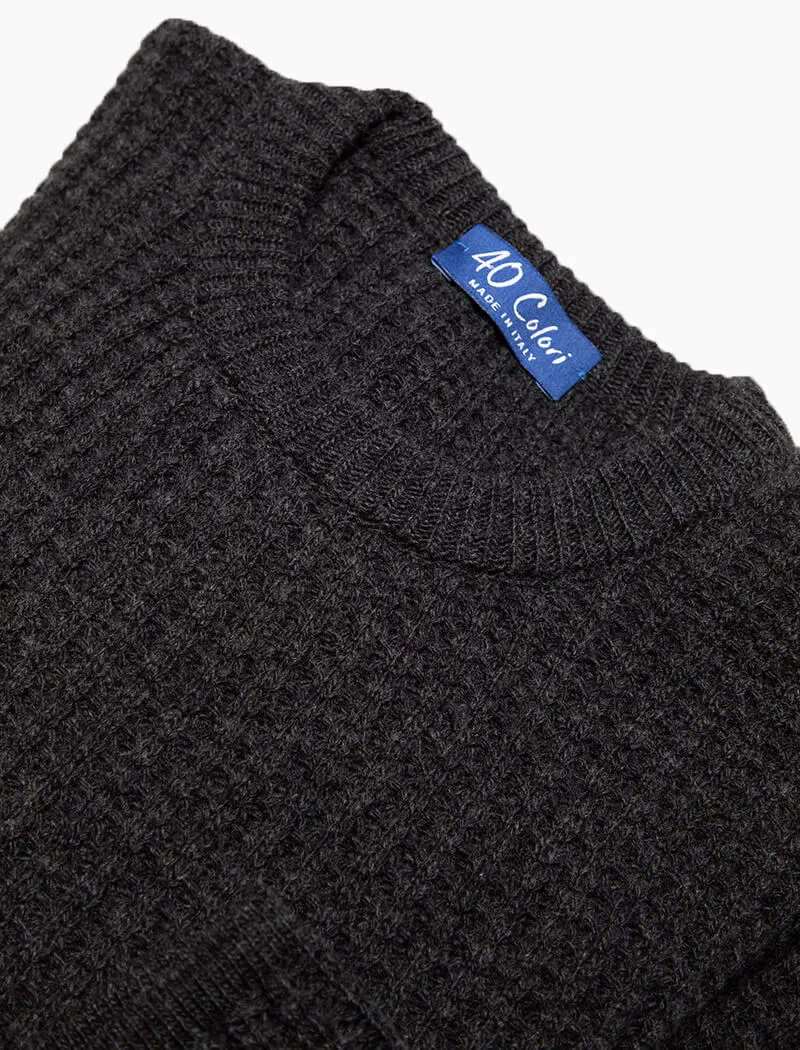 Charcoal Waffle Knit Wool & Cashmere Jumper