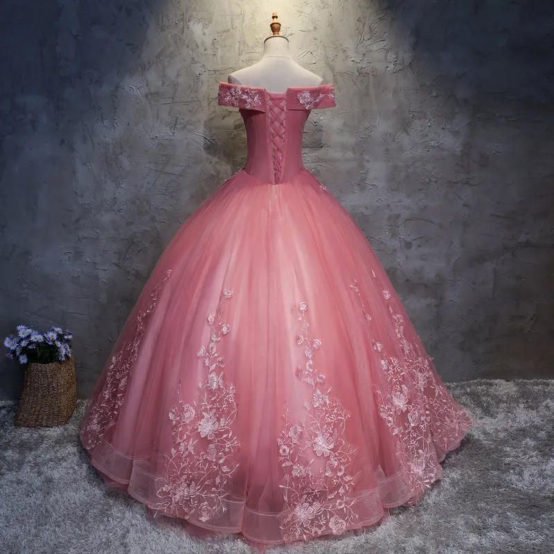 Charming Ball Gown Off-The-Shoulder Tulle Sweet 16 Dress, Quinceanera Dress