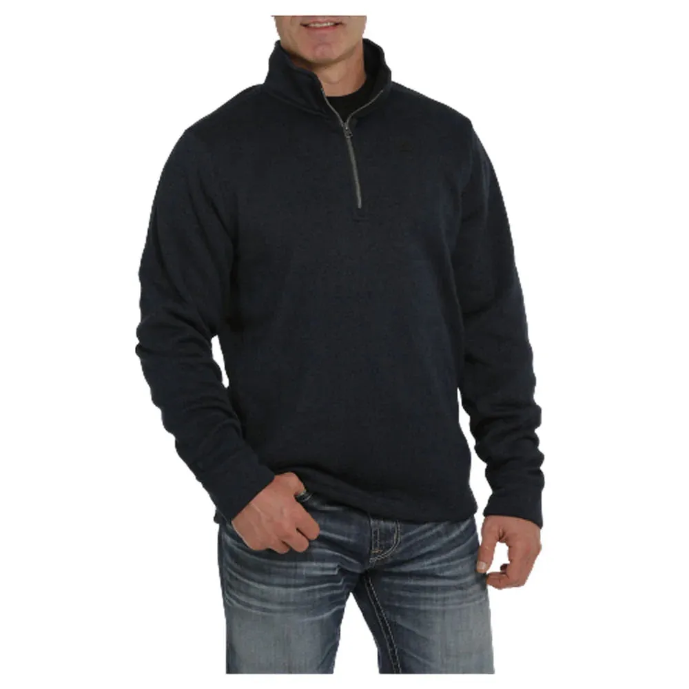 'Cinch' Men's 1/4 Zip Pullover Knit Sweater - Navy