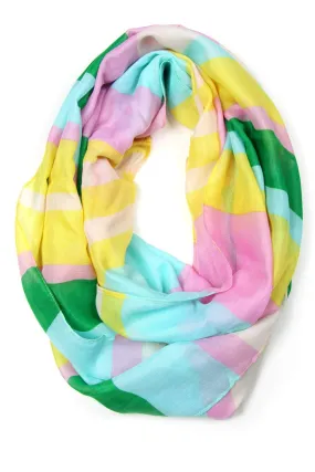 Circle Scarf / Green Pink Light Blue / Unisex