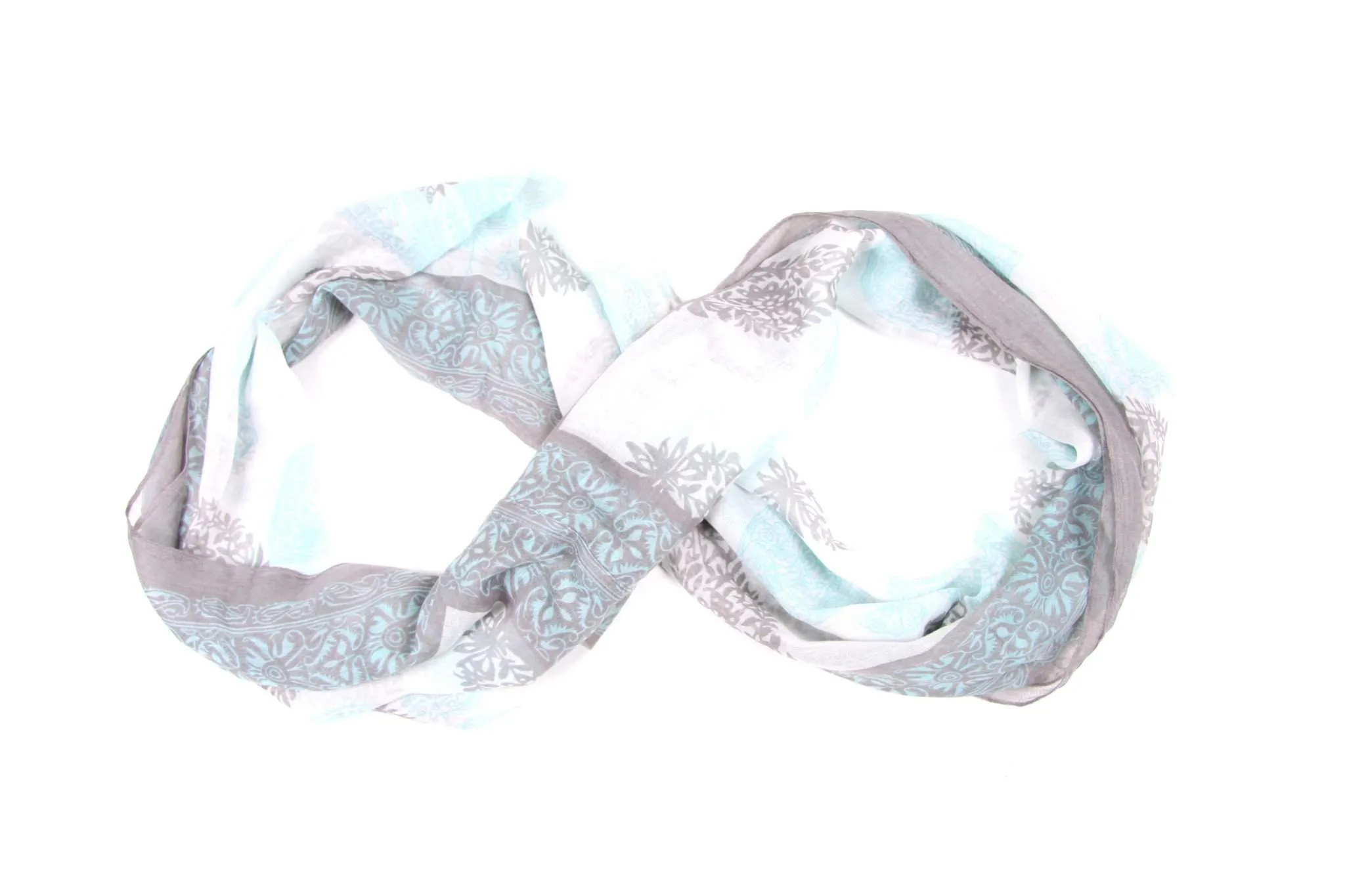 Circle Scarf / Light Blue & Gray / Unisex