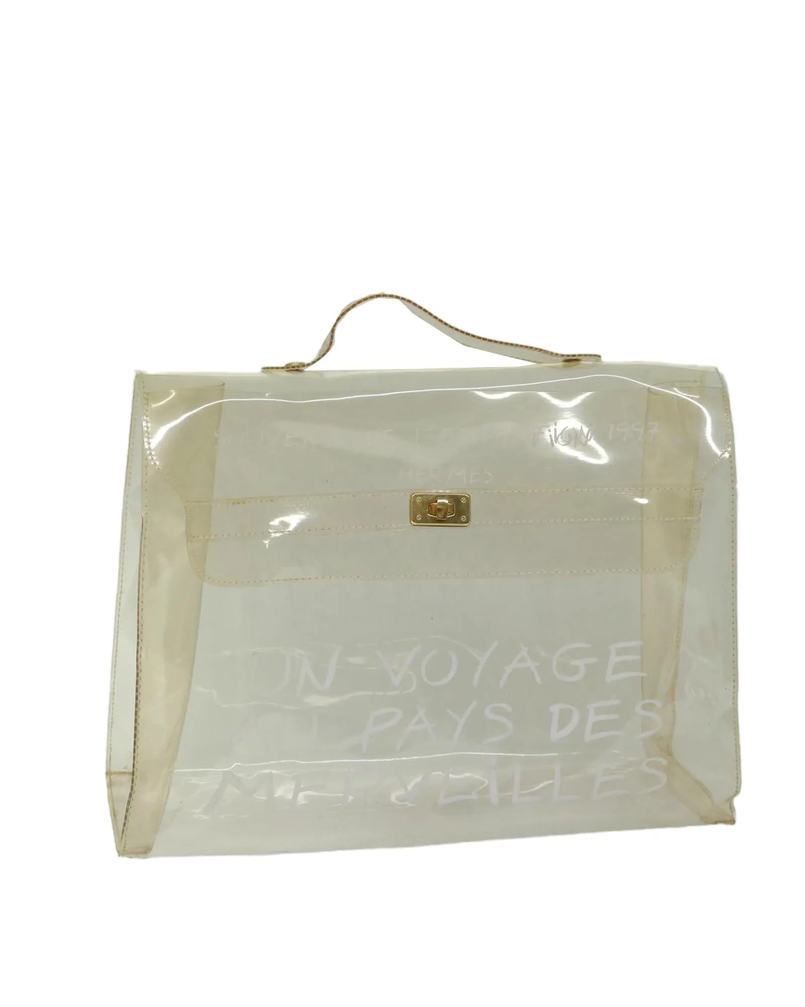 Clear Vinyl Handbag with Kelly-inspired Design by Luxury Designer