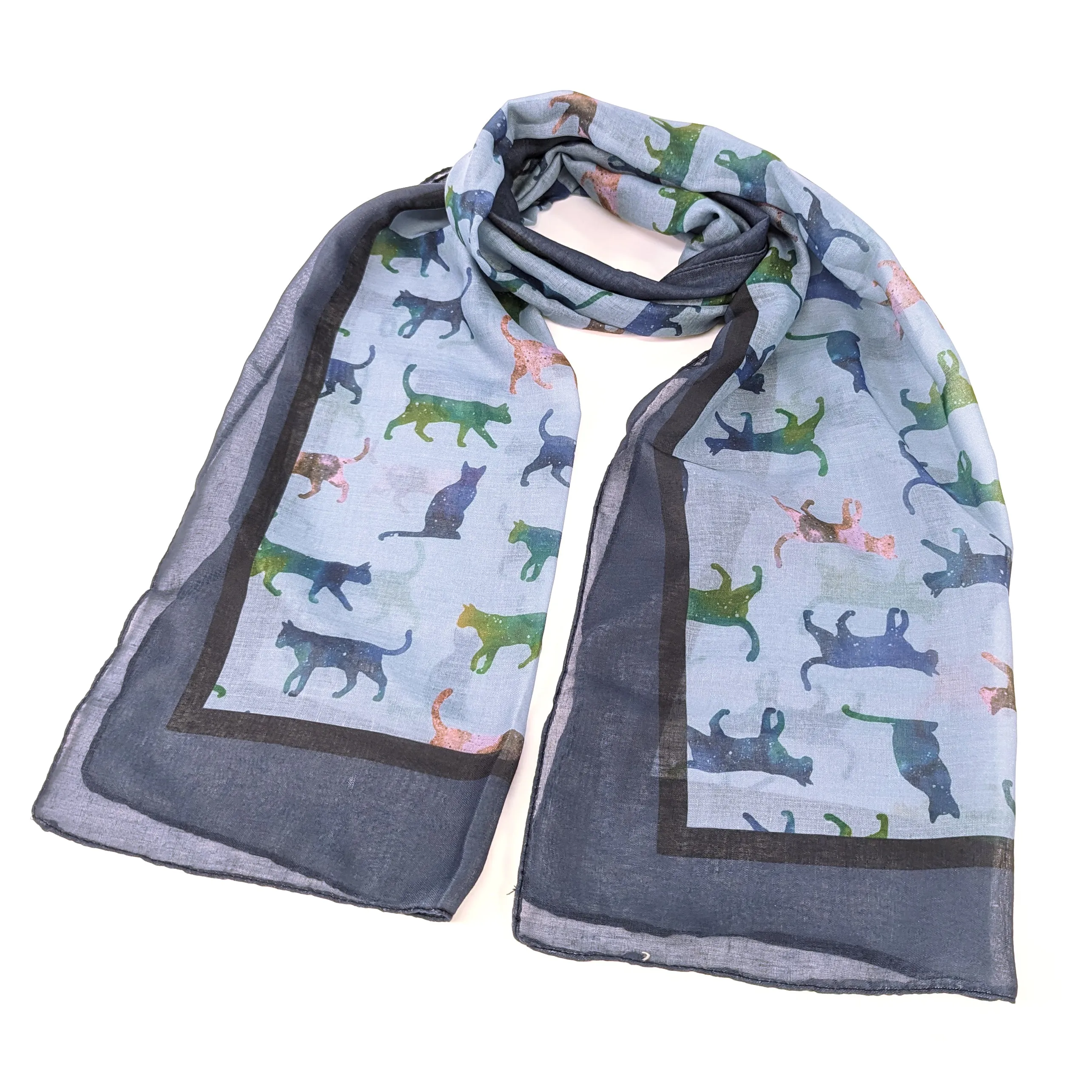 Clio The Cat Scarf - Azure Blue (50x180cm)