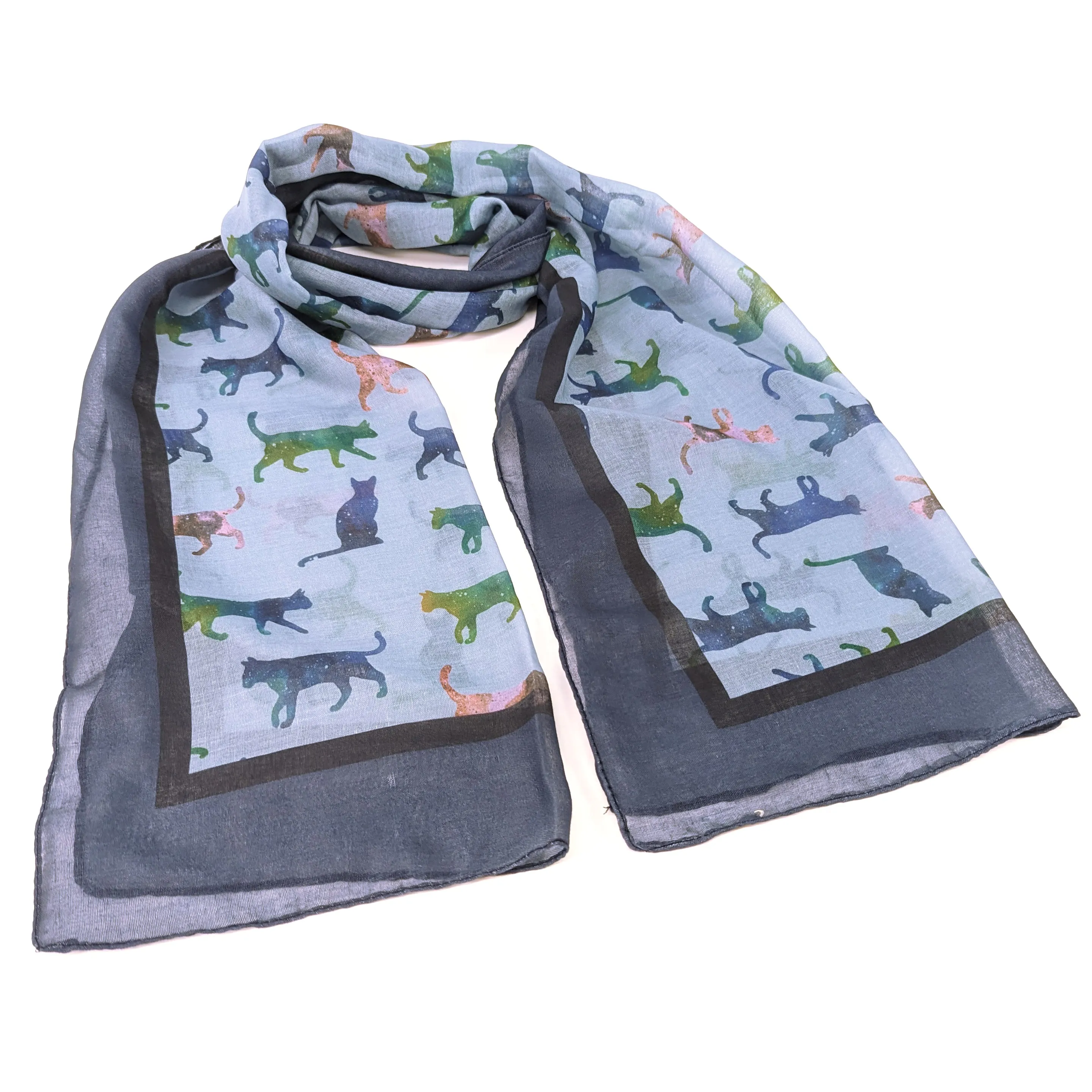 Clio The Cat Scarf - Azure Blue (50x180cm)