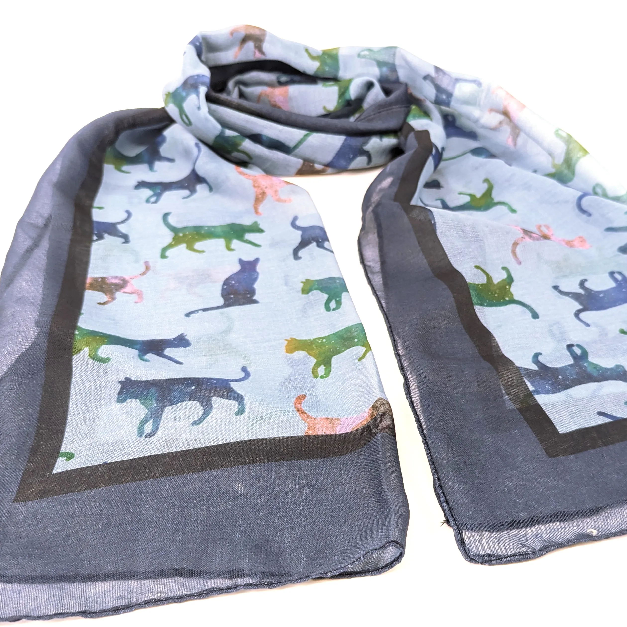 Clio The Cat Scarf - Azure Blue (50x180cm)