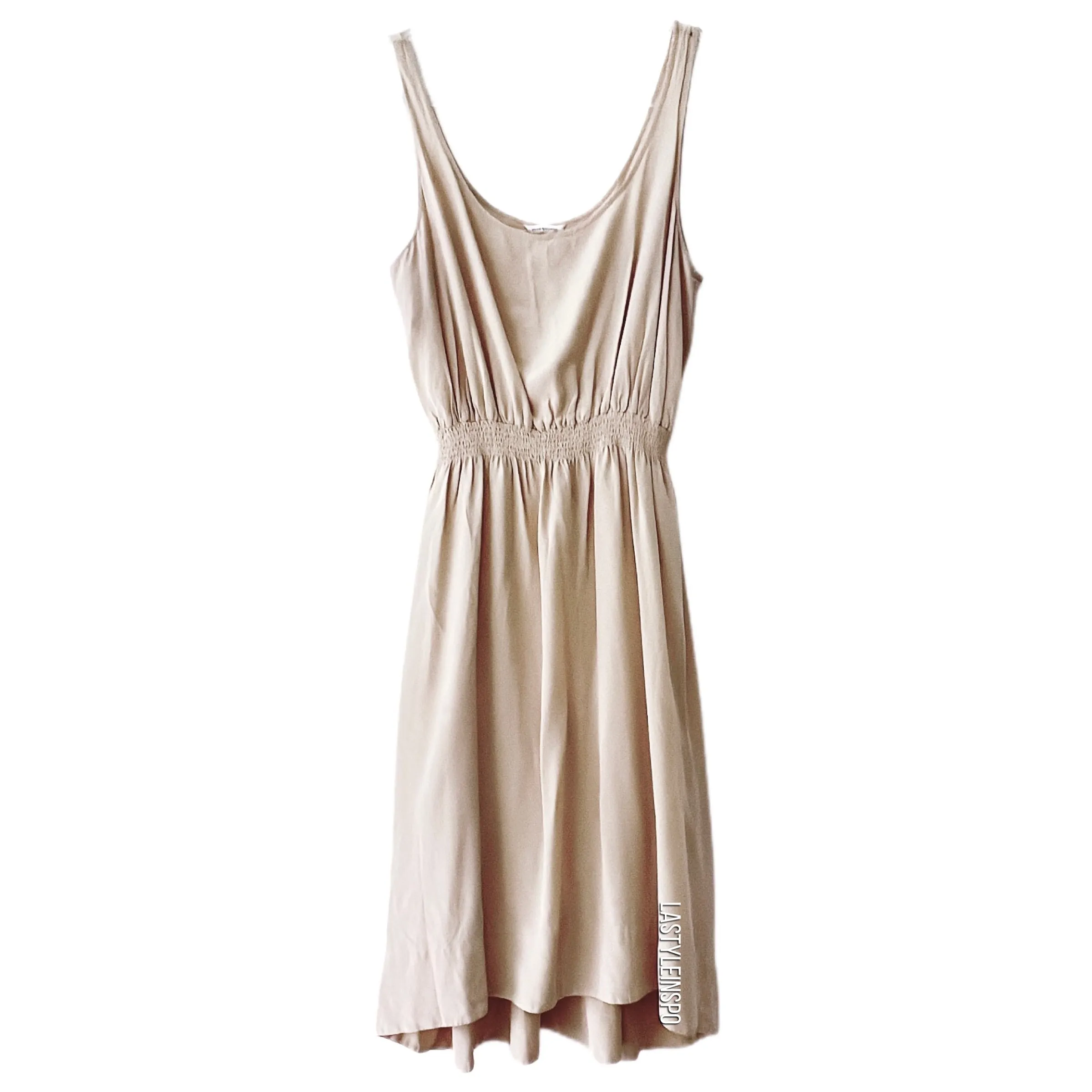 Club Monaco 100% Silk Midi Dress Champagne Beige Tan Size 10