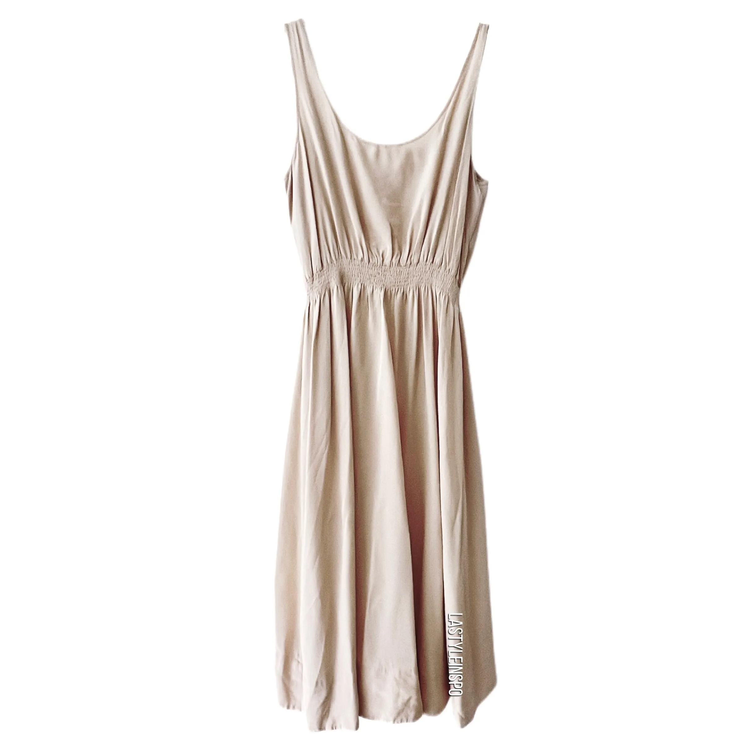 Club Monaco 100% Silk Midi Dress Champagne Beige Tan Size 10