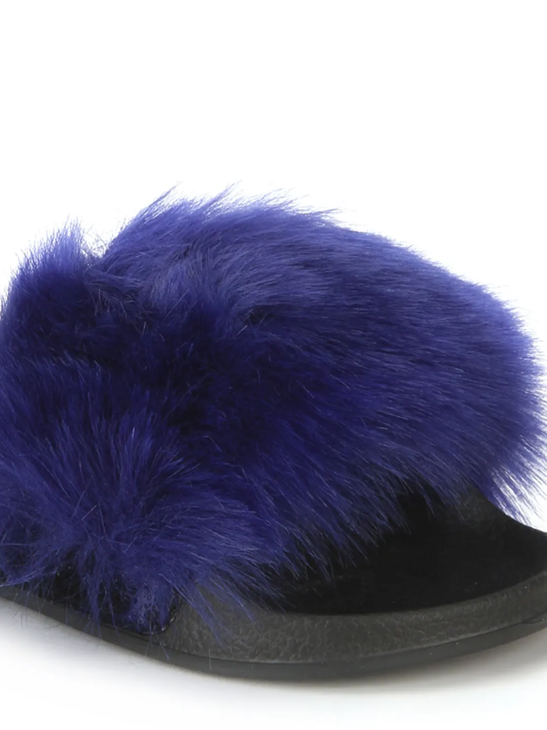 Cobalt Black Fur Sliders