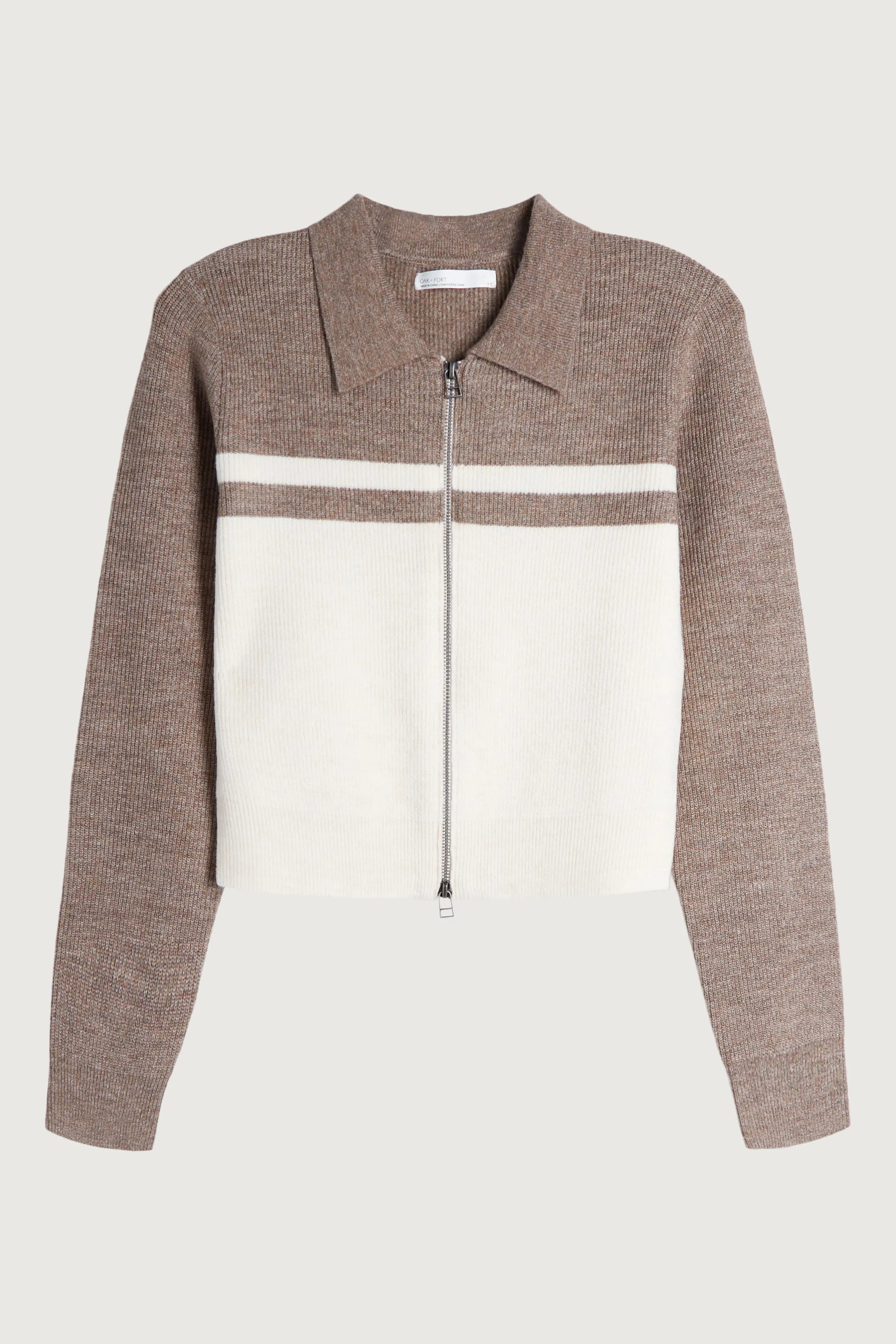 COLOUR BLOCK ZIP CARDIGAN