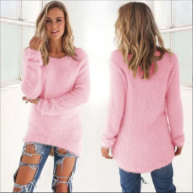 Comfy fuzzy long pullover sweater